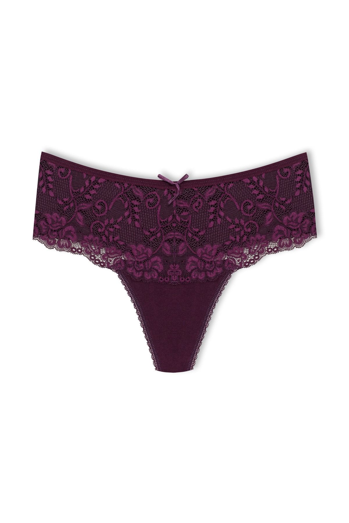 HNX-High Waist and Lace Front Plus Size Women's String - Set of 5 3