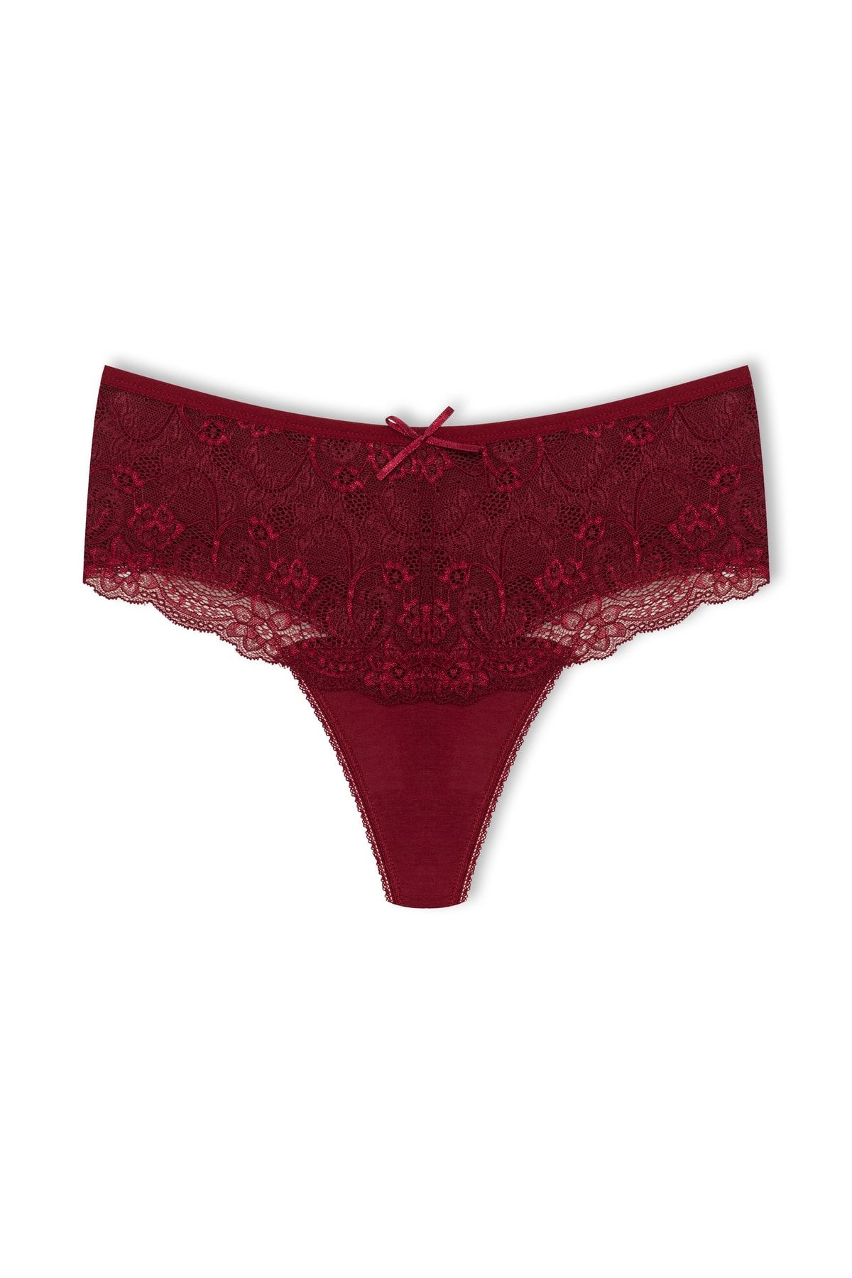 HNX-High Waist and Lace Front Plus Size Women's String - Set of 5 4