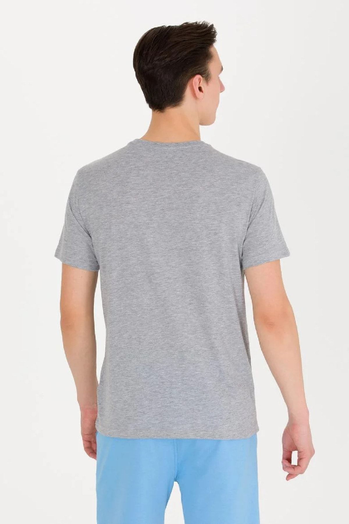 تی شرت خاکستری مردانه تیشرت یقه خدمه پایه اورجینال U.S. Polo Assn.