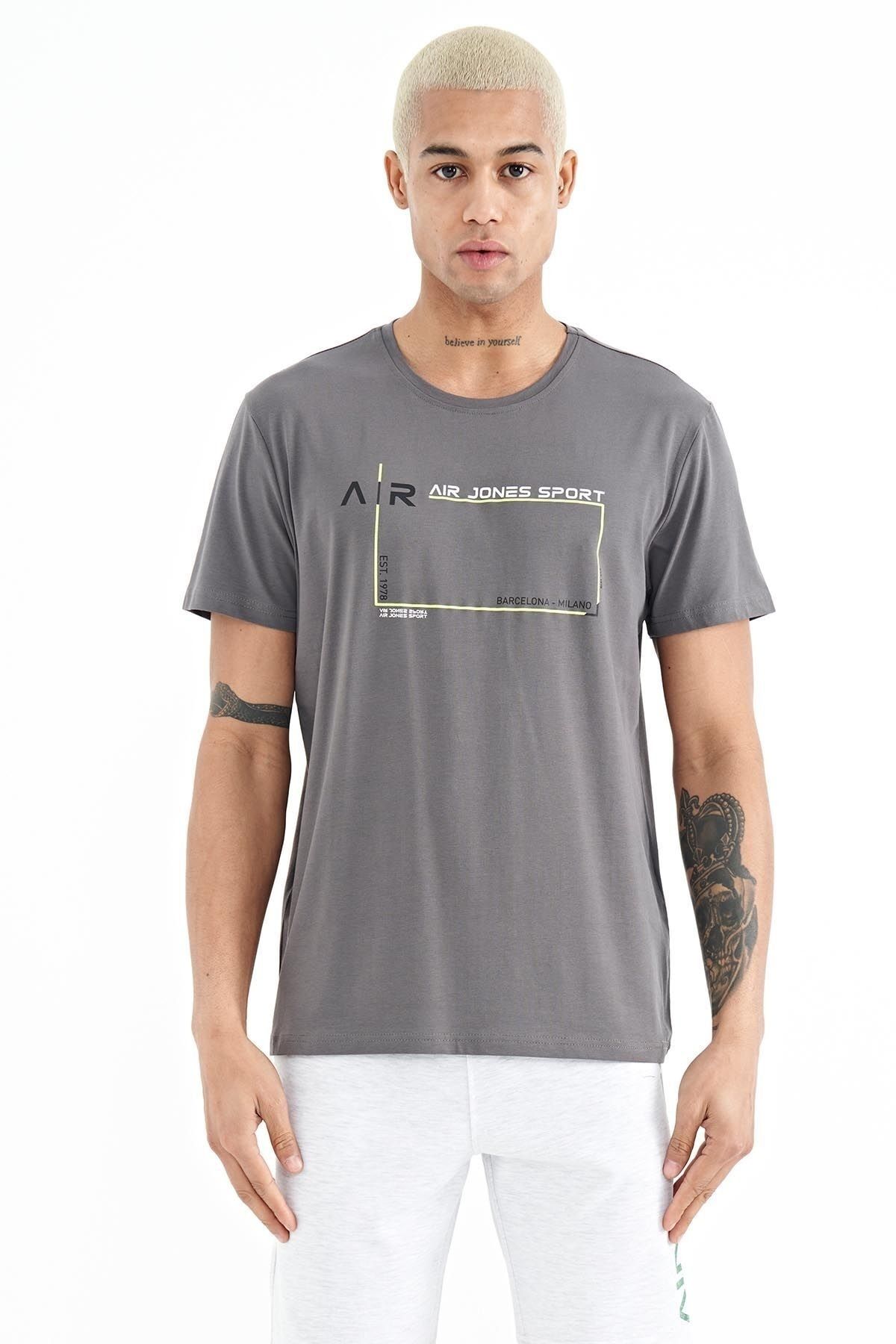 Air Jones Otis Dark Gray Standard Fit Men s T shirt 88228 Trendyol
