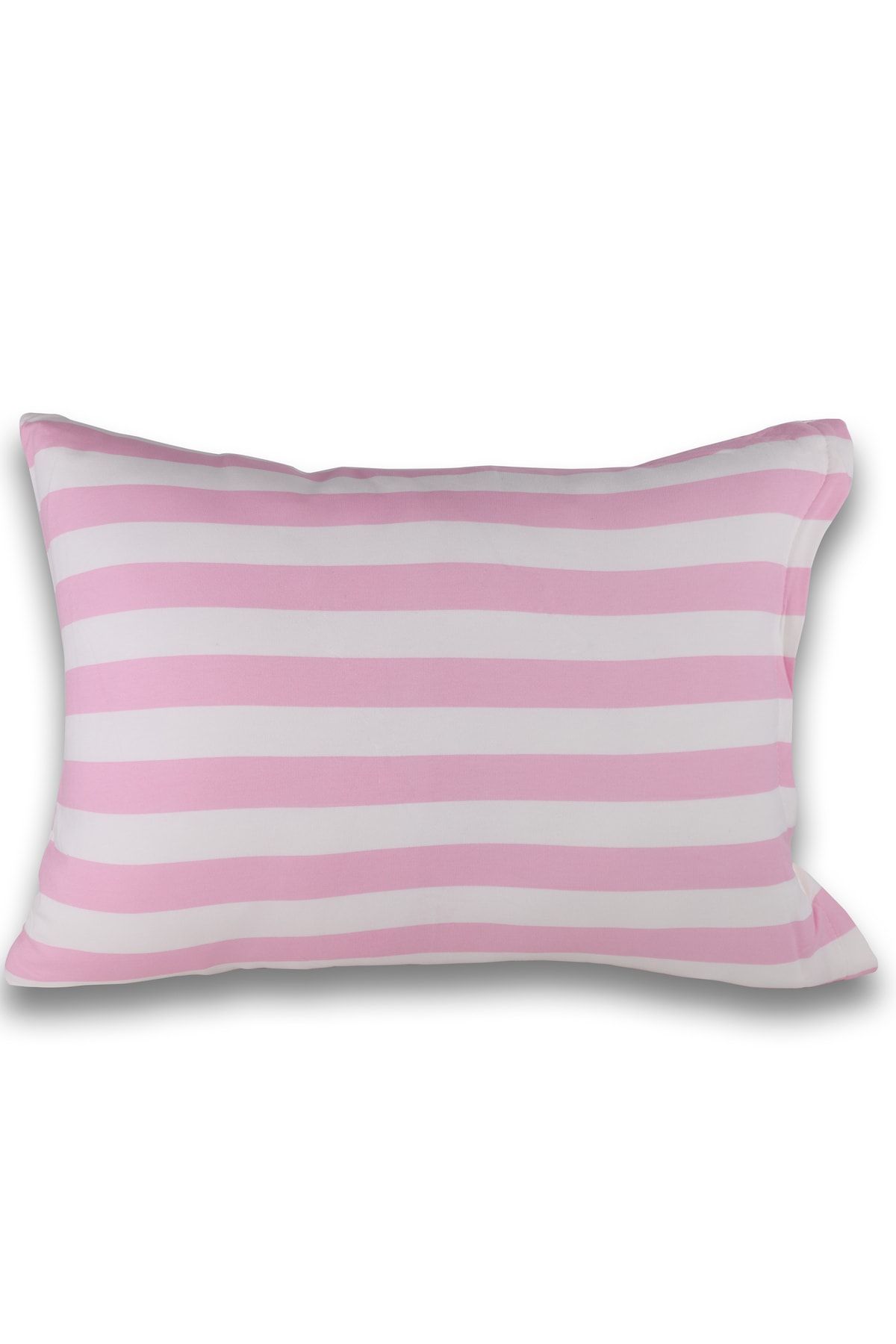 iki iplik Pink Striped Combed Cotton Pillow Case Zippered 100