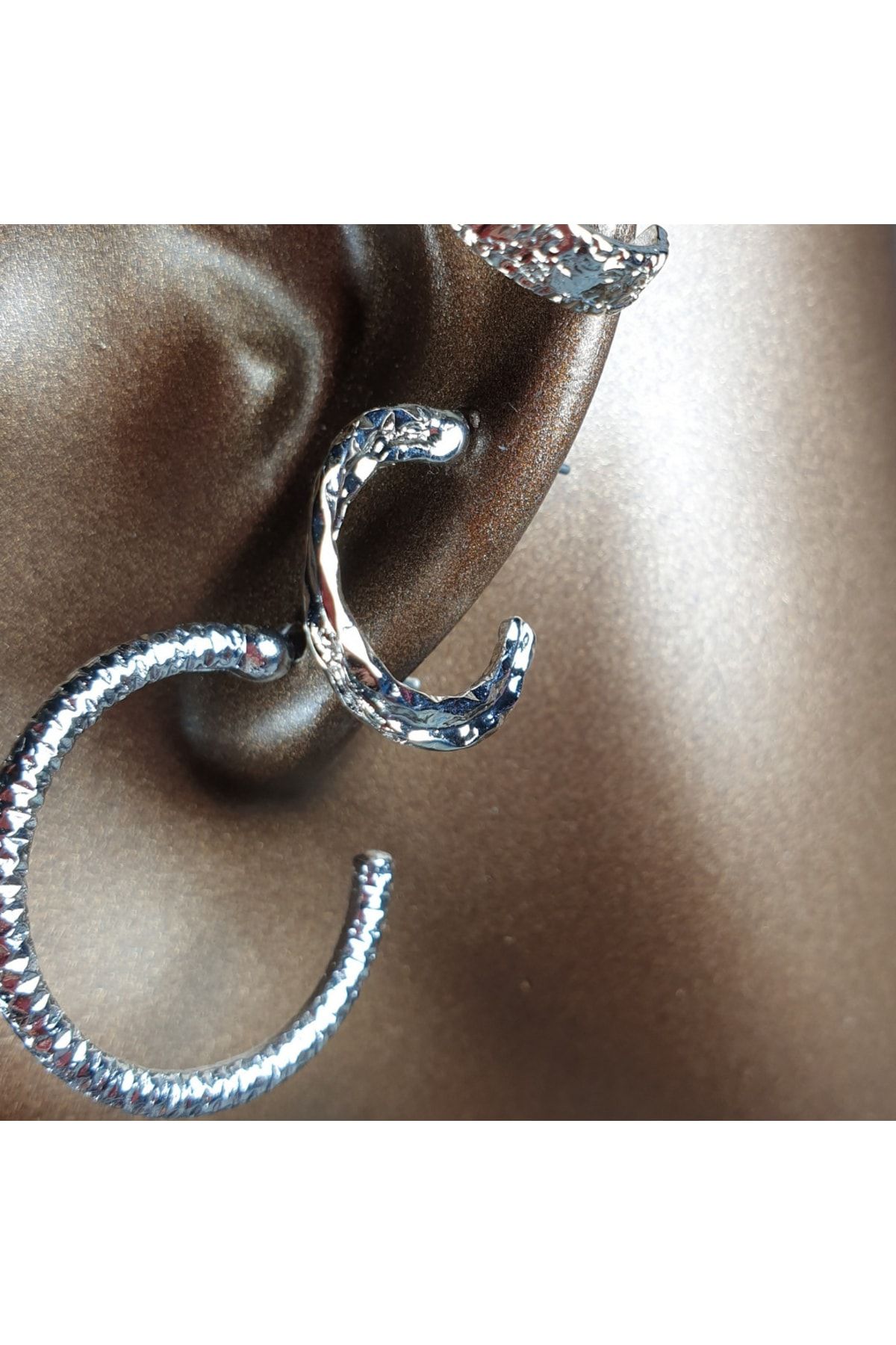 Silver hoop shop earring set