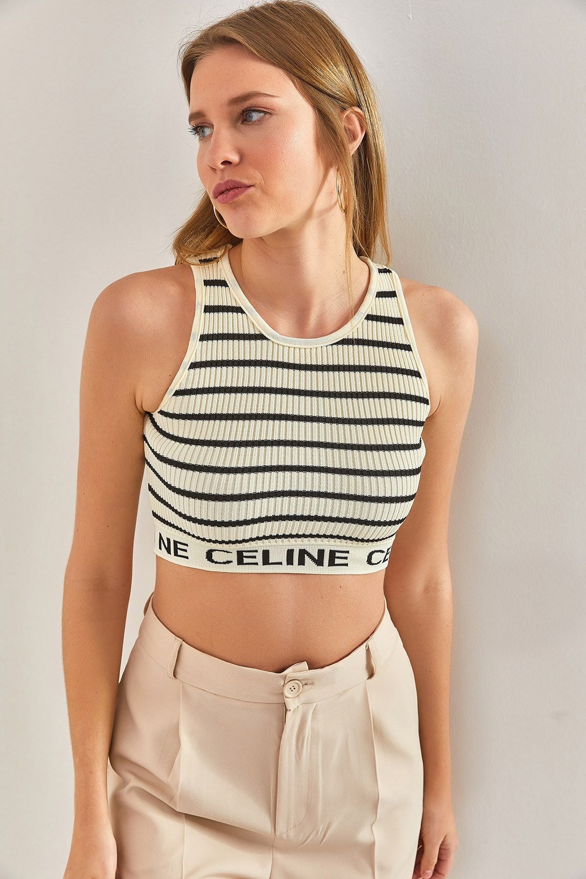 Celine striped crop top