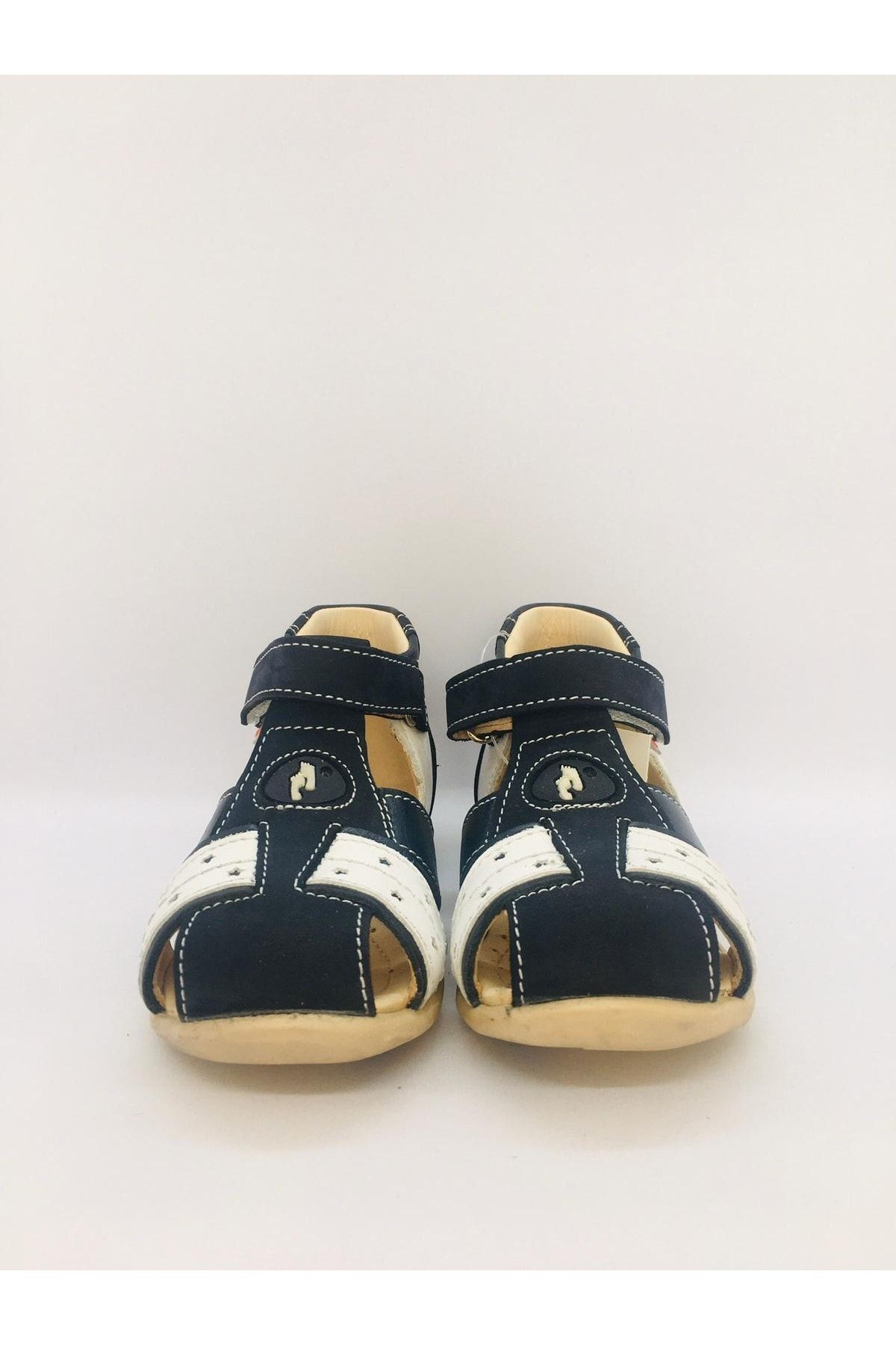 Ortopedia-Orthopedic Leather Kids Sandals 605 - Navy Blue White 4