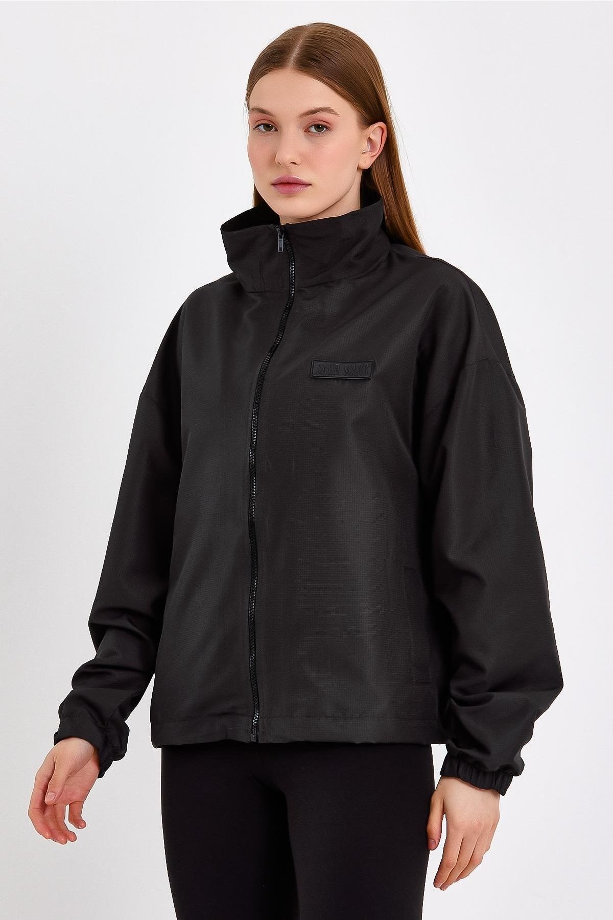 JAHR MARC Dark Gray Zippered Women s Slim Jacket