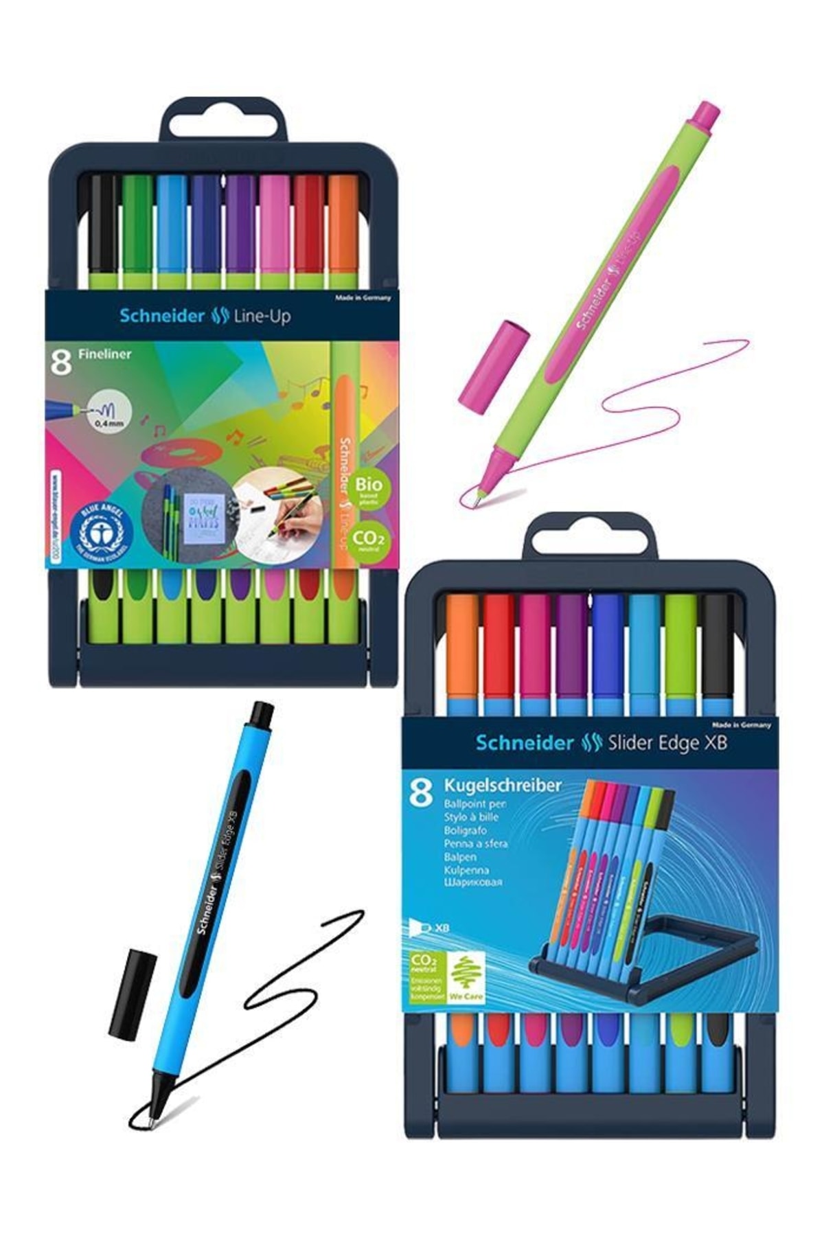 スレンダートーン Schneider Slider Edge Xb Tükenmez Kalem 8 Renk Standlı 1 Paket