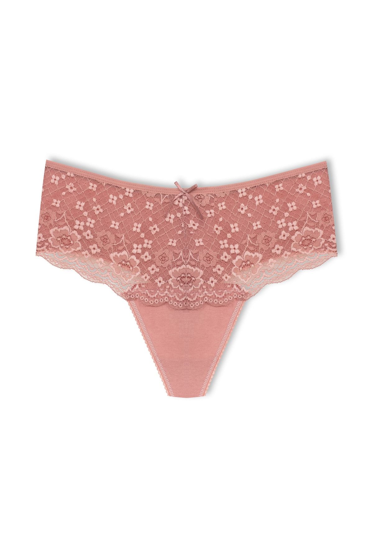 HNX-High Waist and Lace Front Plus Size Women's String - Set of 5 2