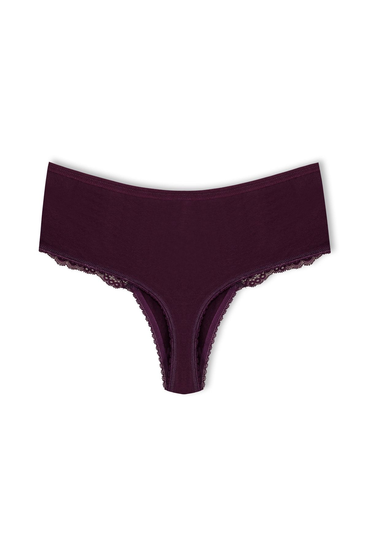 HNX-High Waist and Lace Front Plus Size Women's String - Set of 5 7