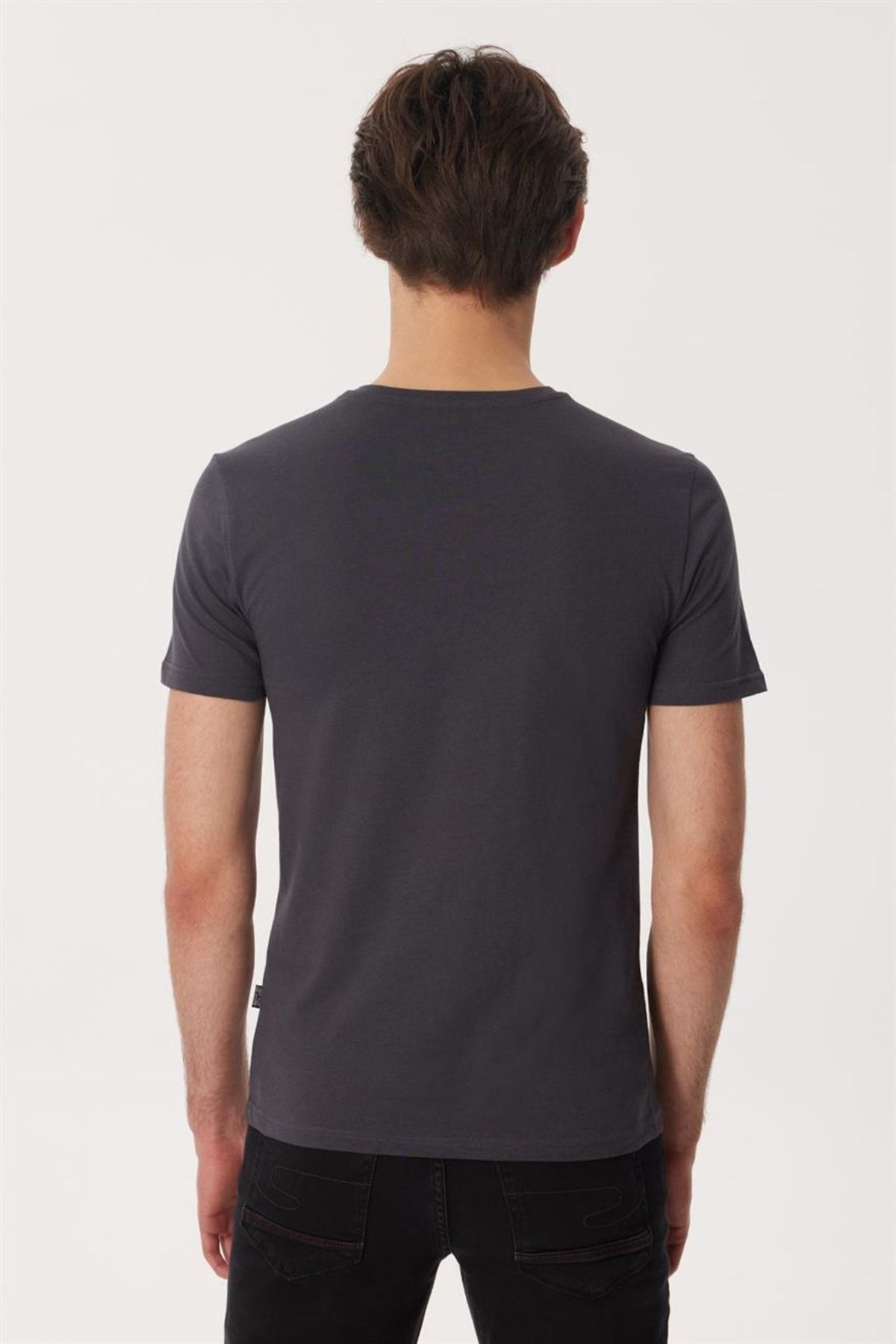 تی شرت خاکستری مردانه Drawlogo O Yaka Arrasisit Lee Cooper