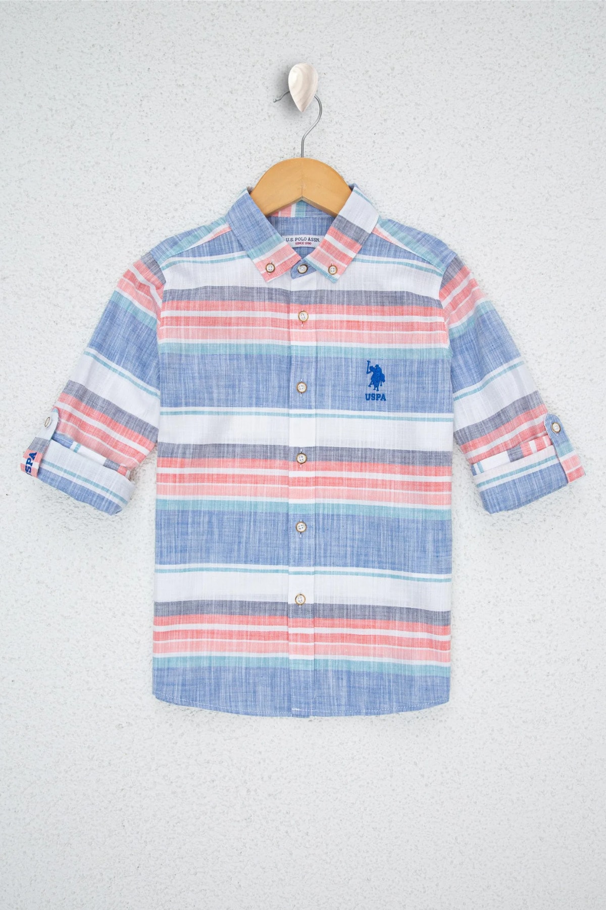 U.S. Polo Assn. Erkek Çocuk Saks Gömlek Uzunkol — رنگارنگ G083SZ004.000.1224084