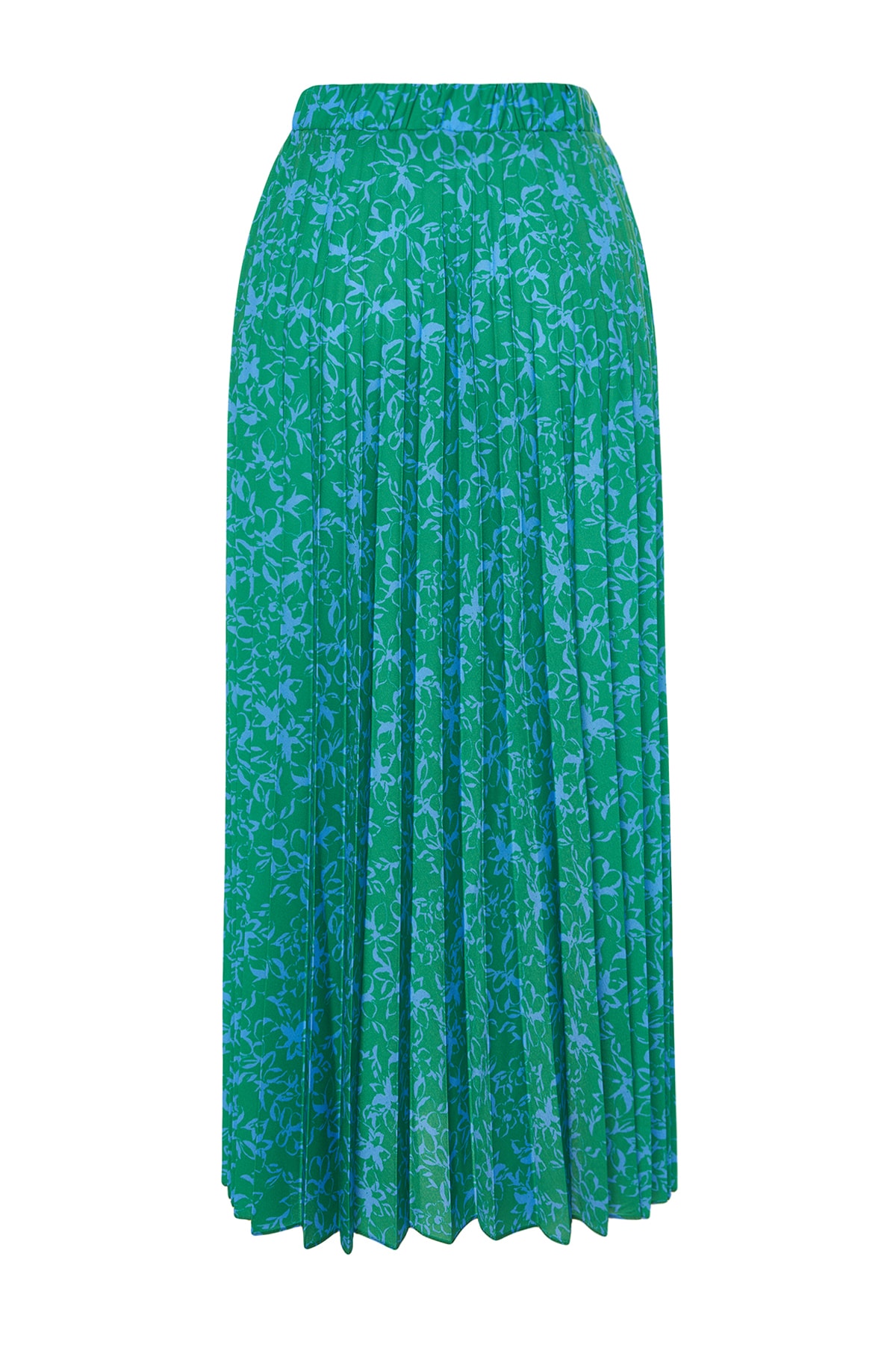 Trendyolmilla  Yeşil Çiçek Desenli Piliseli Beli Lastikli Dokuma Etek TCTSS23EE00018 - Görsel 9