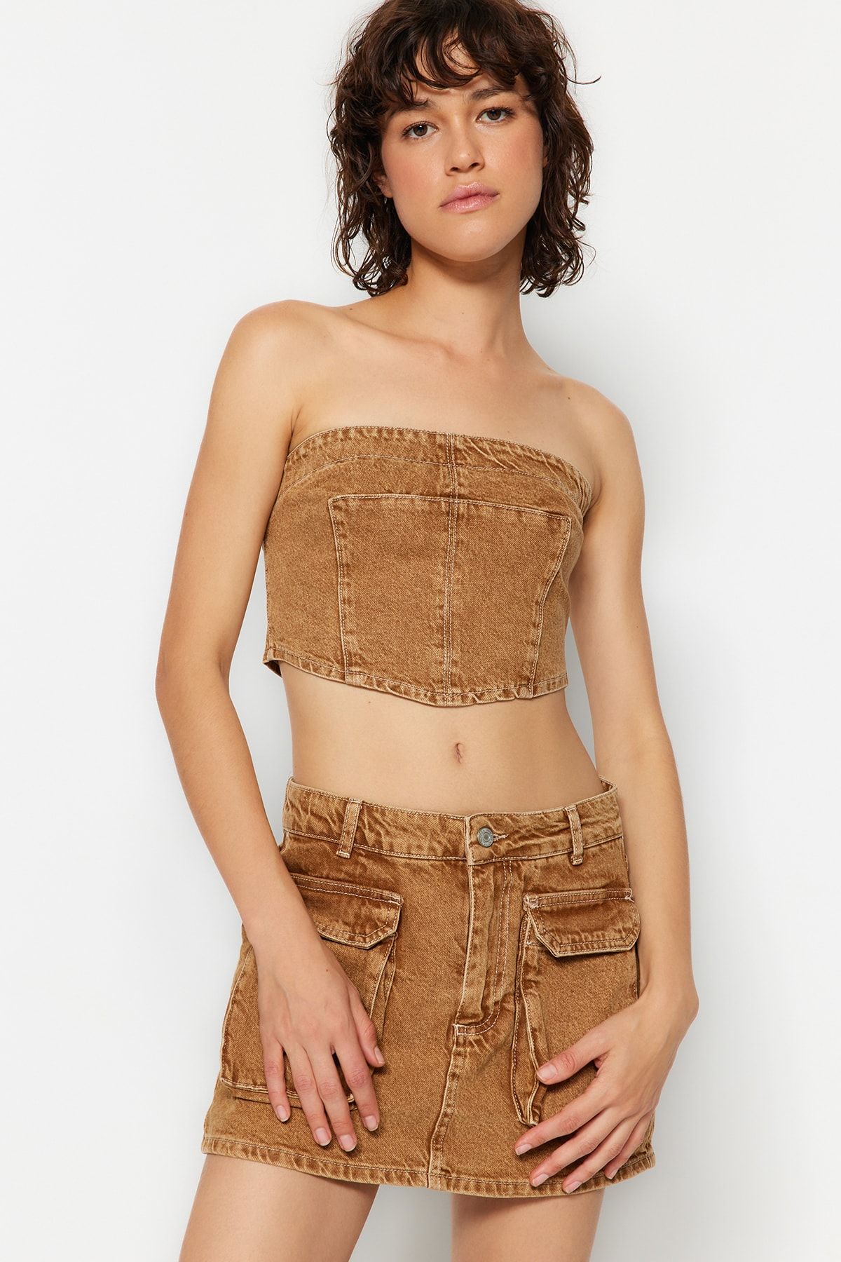 Trendyol Collection Bustier Braun Unifarben FN7516
