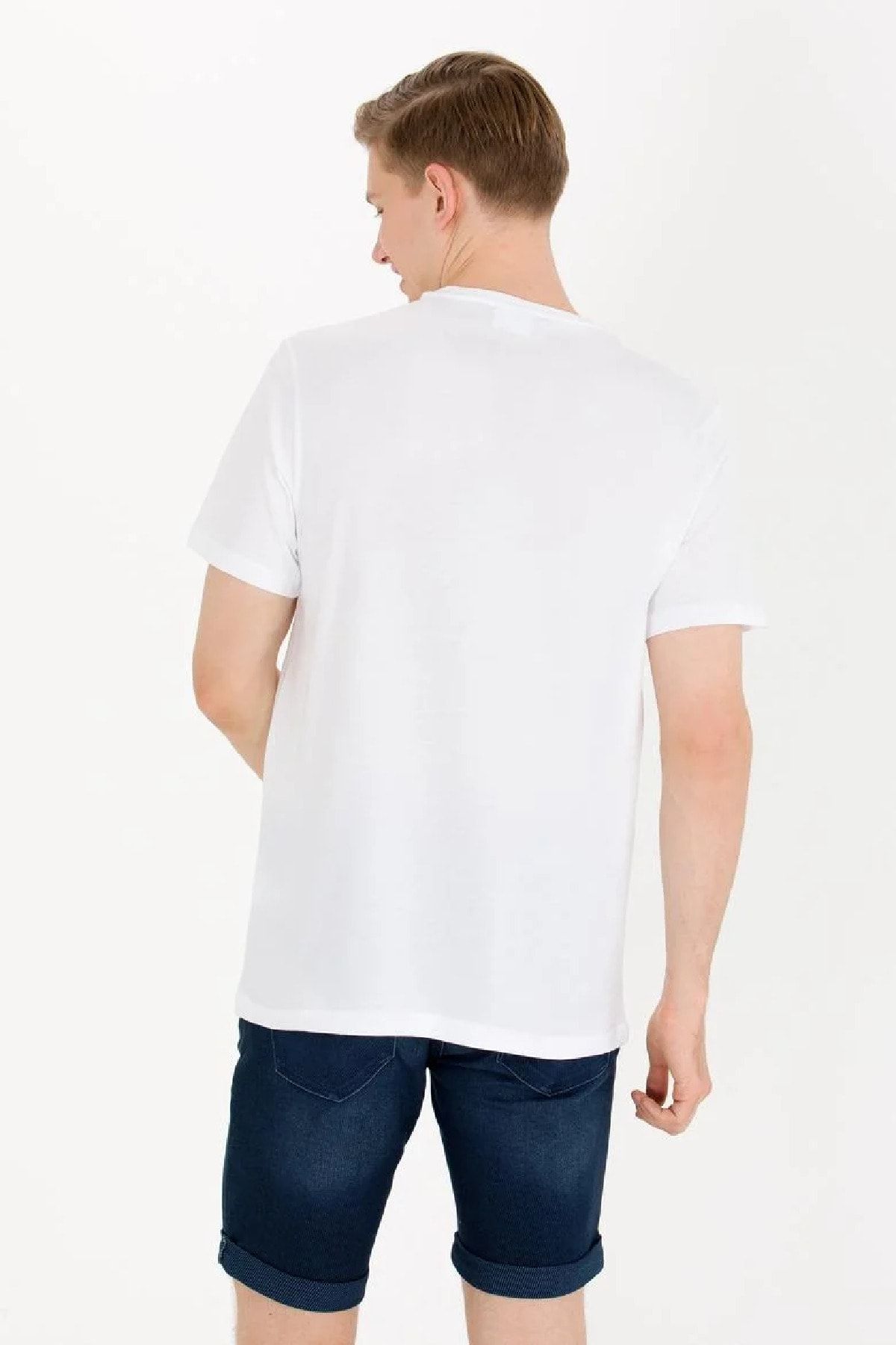 تی شرت سفید مردانه تیشرت یقه خدمه پایه اورجینال U.S. Polo Assn.