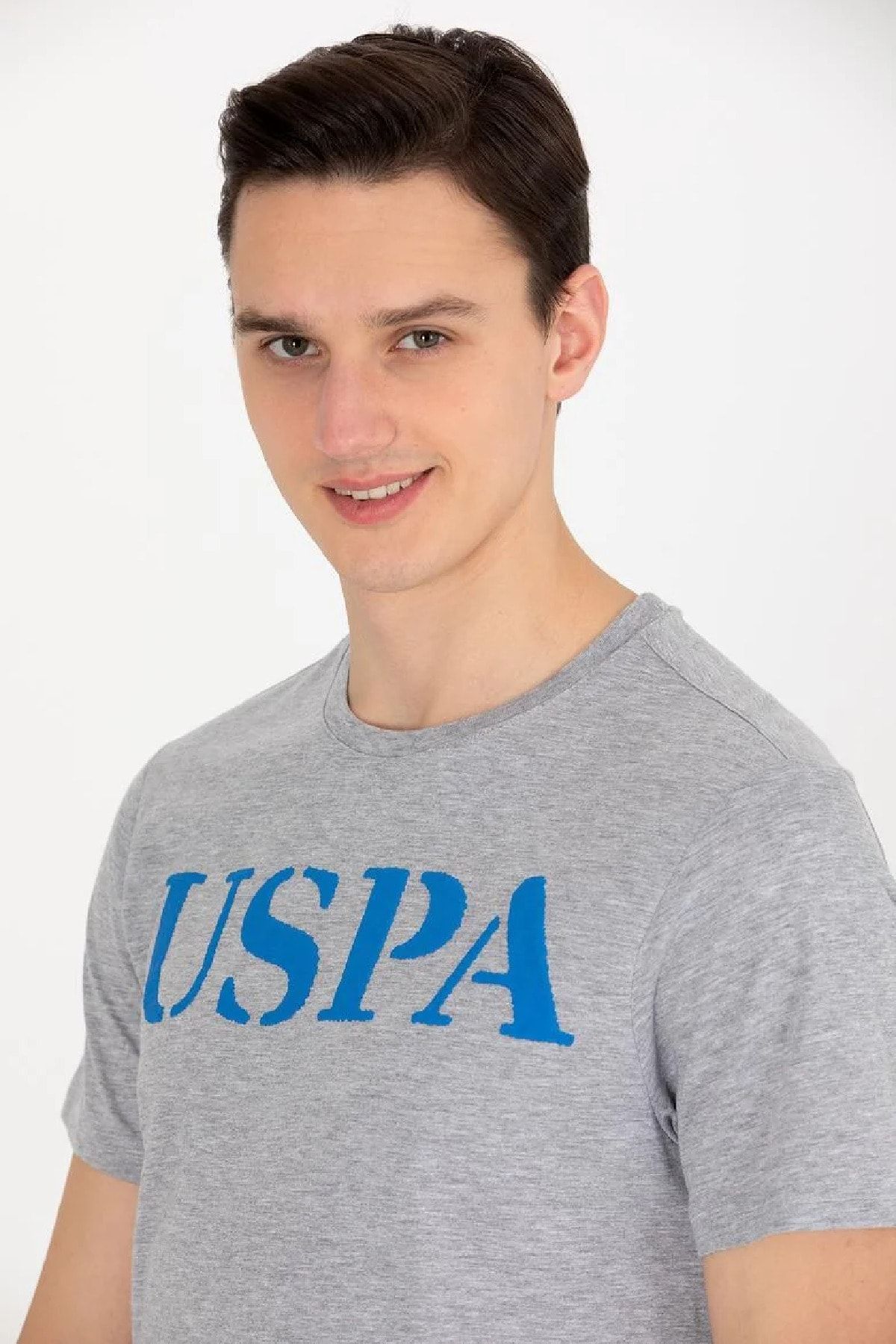 تی شرت خاکستری مردانه تیشرت یقه خدمه پایه اورجینال U.S. Polo Assn.