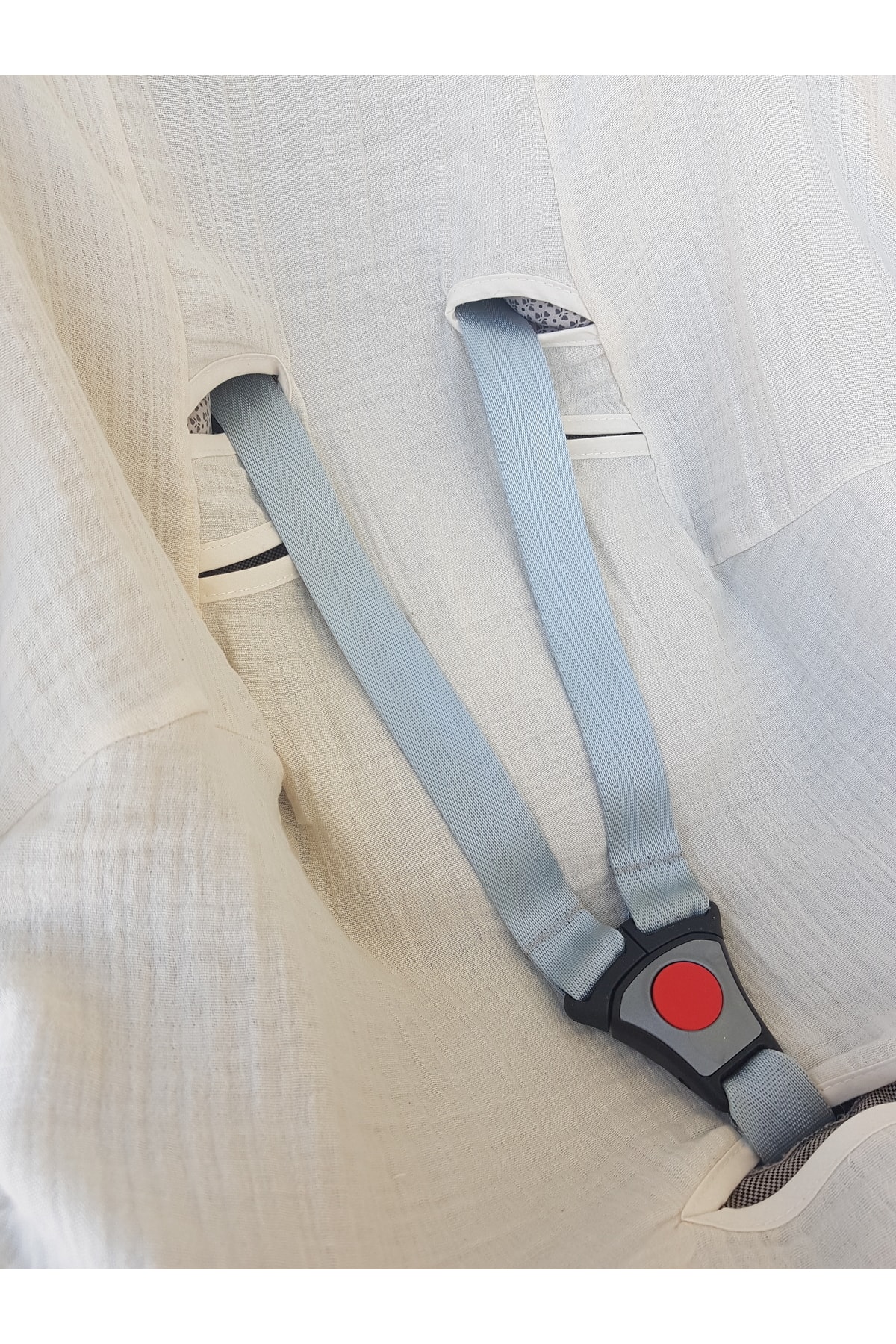 RUKİYE YAVUZ Pamuk Pazen Ana Kucağı Puset Kılıfı %100 Doğal Pamuk Terletmez Özel Dokulu Krem Renk fotoğrafı 3 (önizleme)