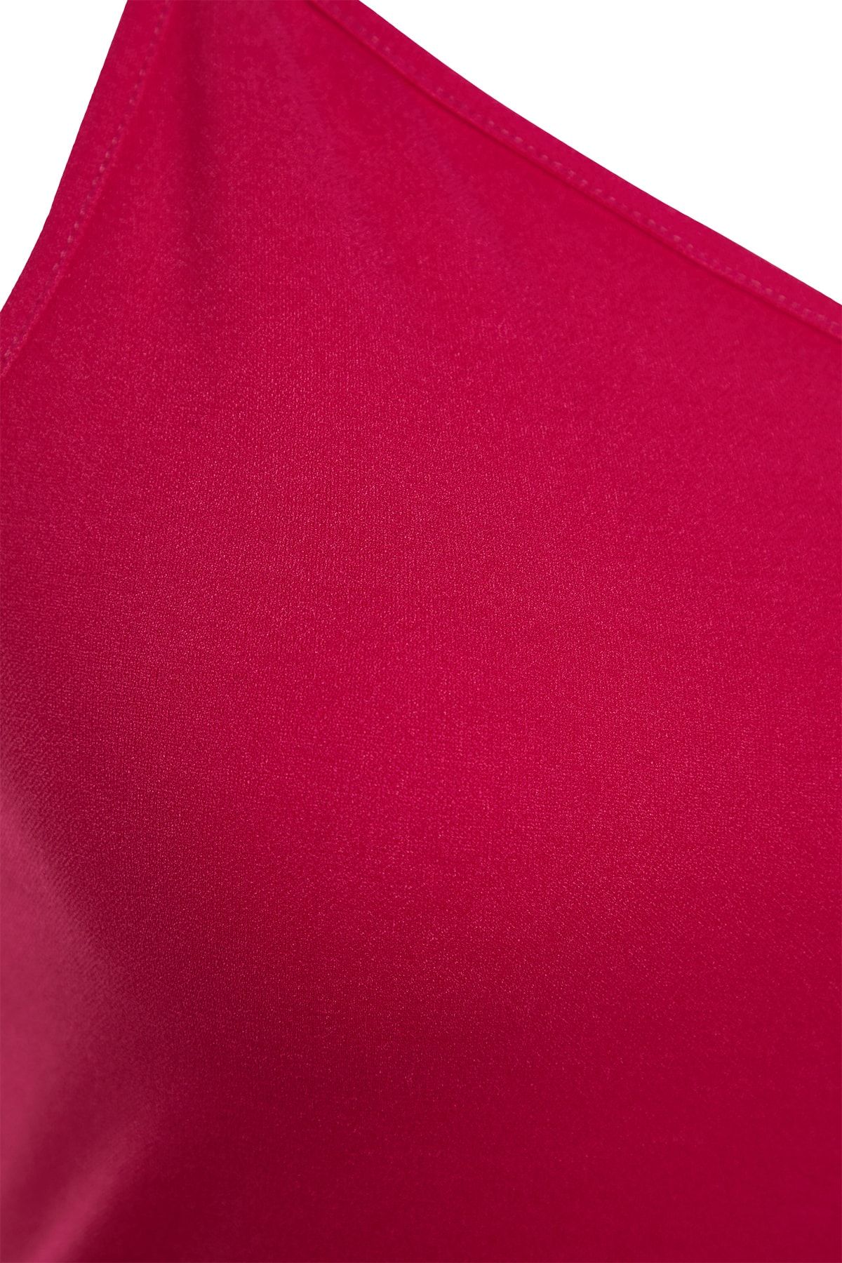Trendyol Collection-Fuchsia One Shoulder A-Line Midi Smart Crepe Πλεκτό Φόρεμα TWOSS23EL02303 7
