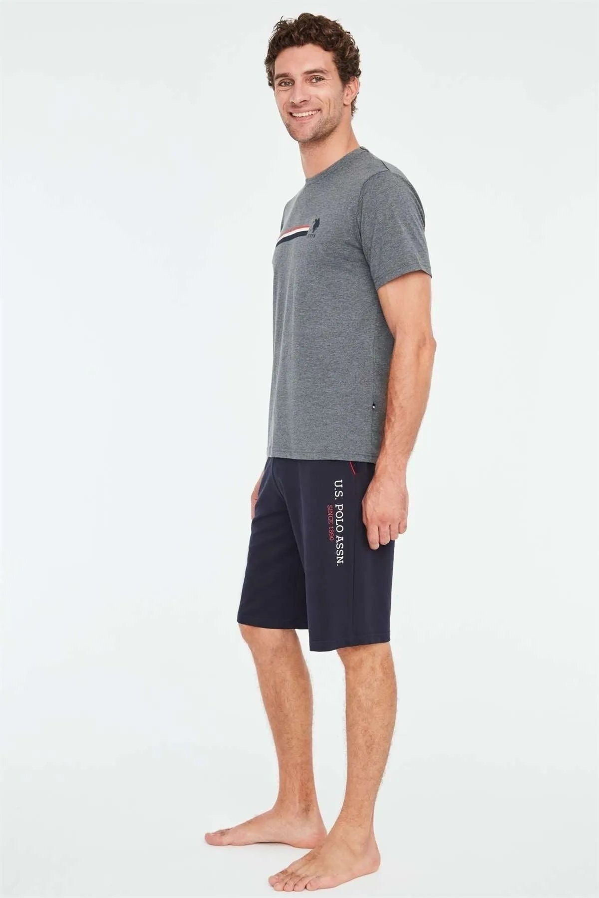 U.S. Polo Assn. ست تیشرت مردانه نخی آنتراسیت ملانژ