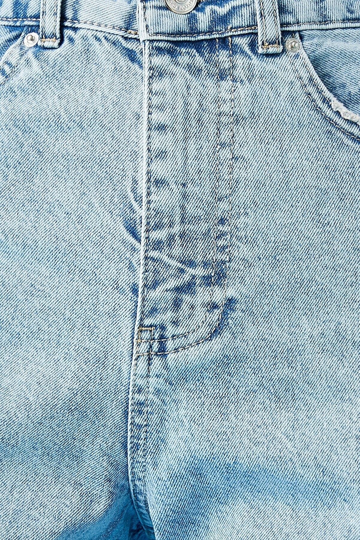 Trn JNS-Hooden Lycra Dámské Ledově Modré Snow Wash Super Vysoký pas Volné nohavice Denim Volné kalhoty Palazzo 3