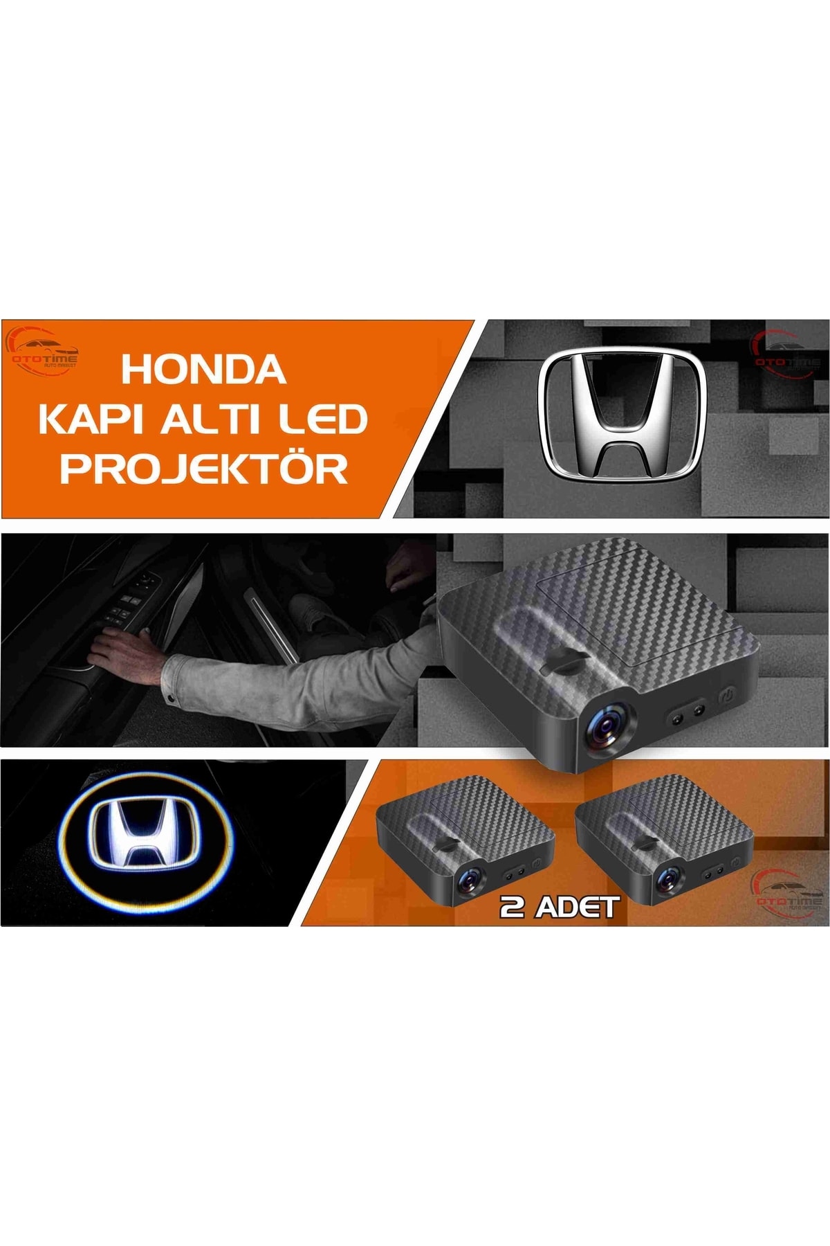 DKELEKTRONİK Honda Type R Araçları Için Kapı Altı Logo 7 Led Projektör ...