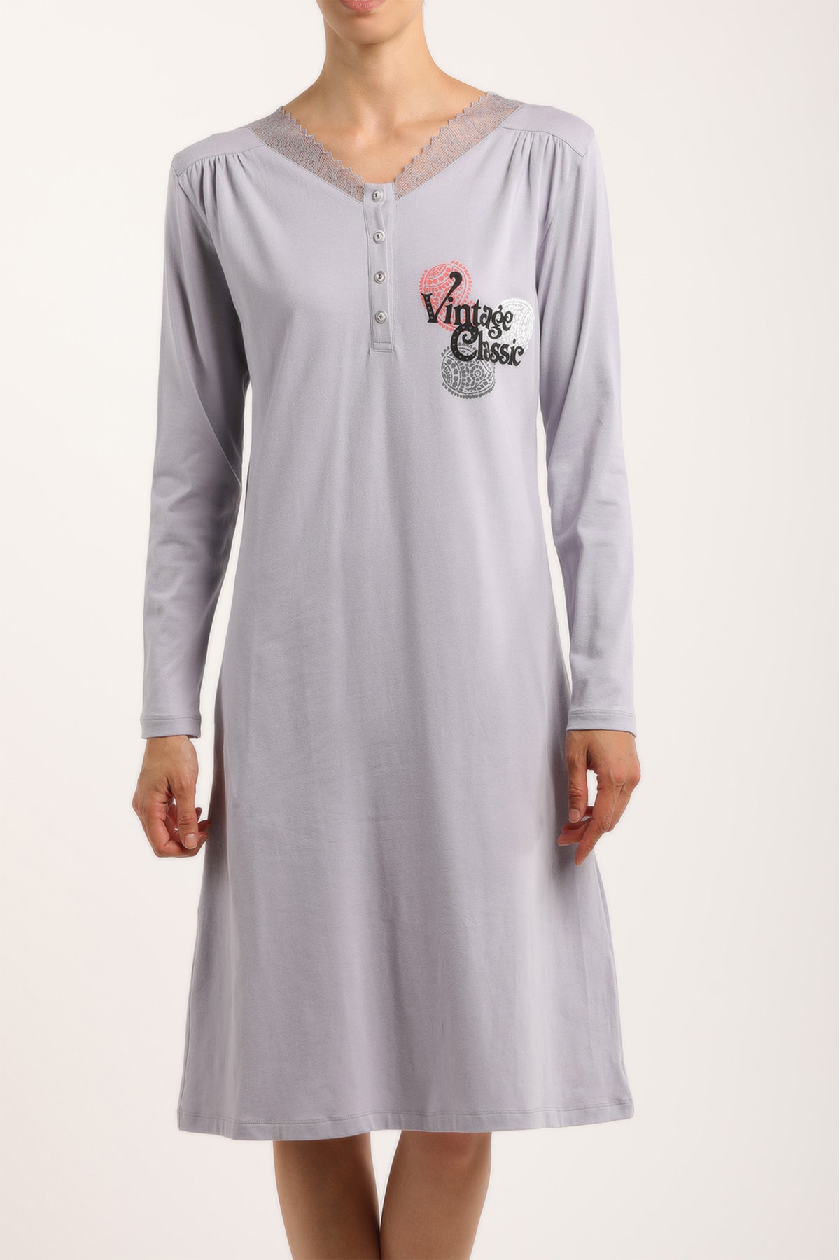 kingspearl Kadın Gri Gecelik