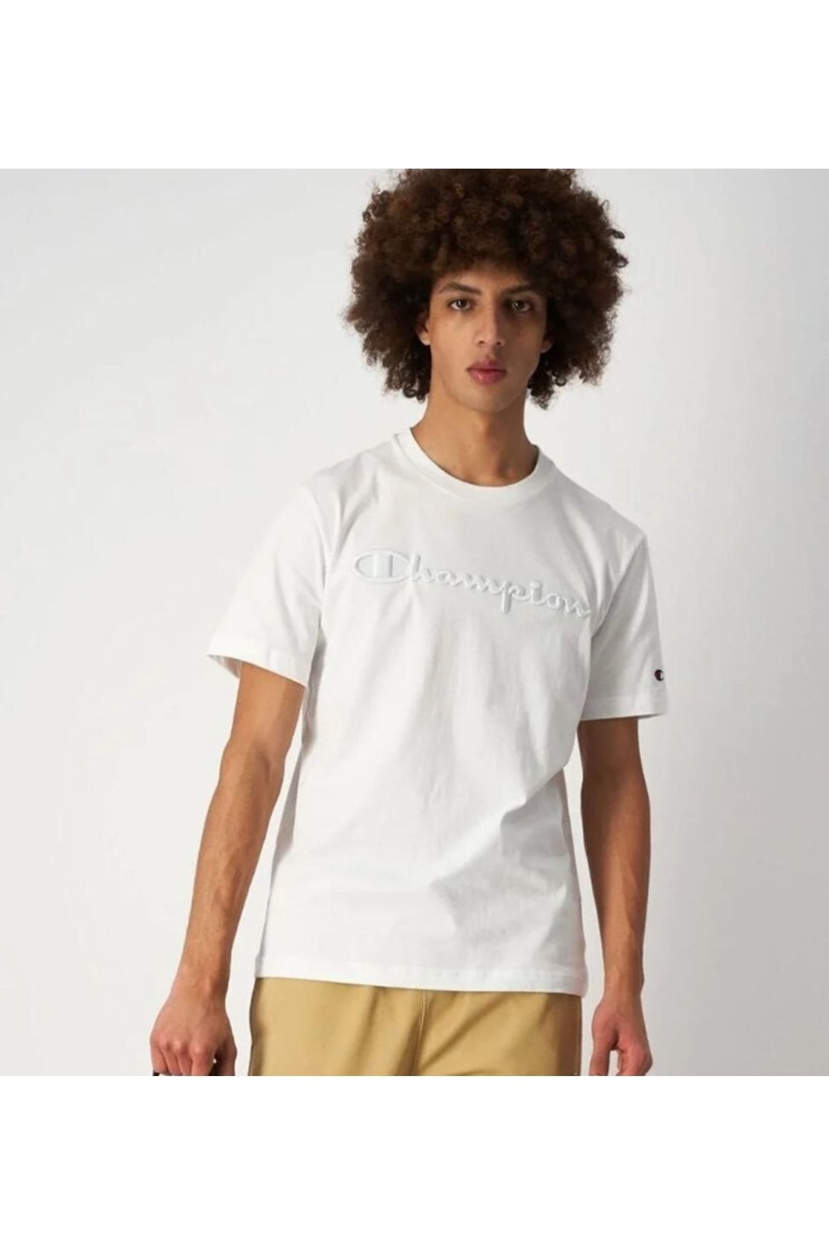 WW001 - Logo Print Short Sleeved Sweatshirt - Shirt White 218477 - Champion  Crewneck Men's T
