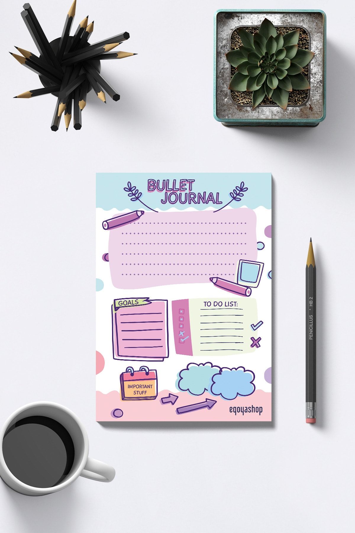 Egoya Shop-Bullet Journal Set A5, Bujo, To Do List, Daily & Weekly Planner, Notes, Goals 2