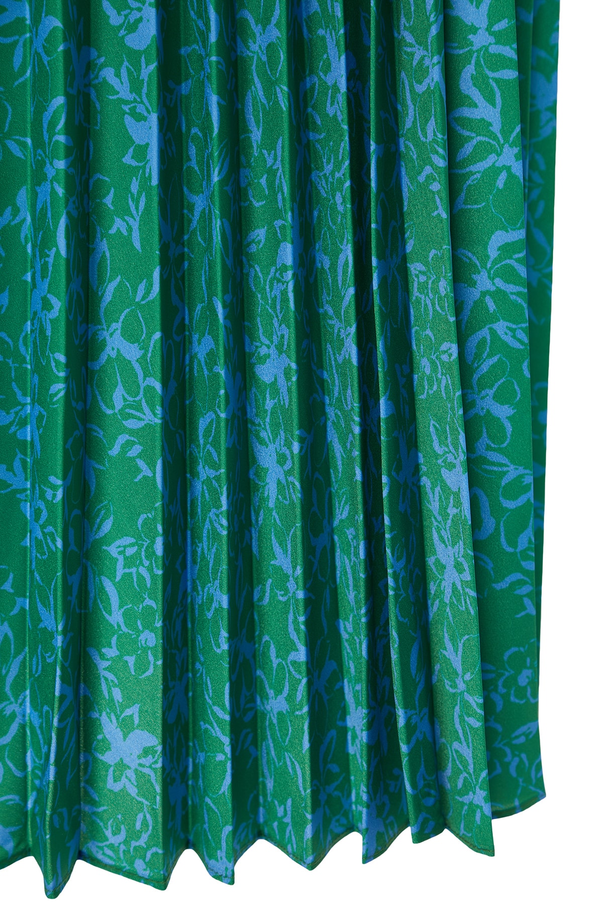 Trendyolmilla  Yeşil Çiçek Desenli Piliseli Beli Lastikli Dokuma Etek TCTSS23EE00018 - Görsel 8