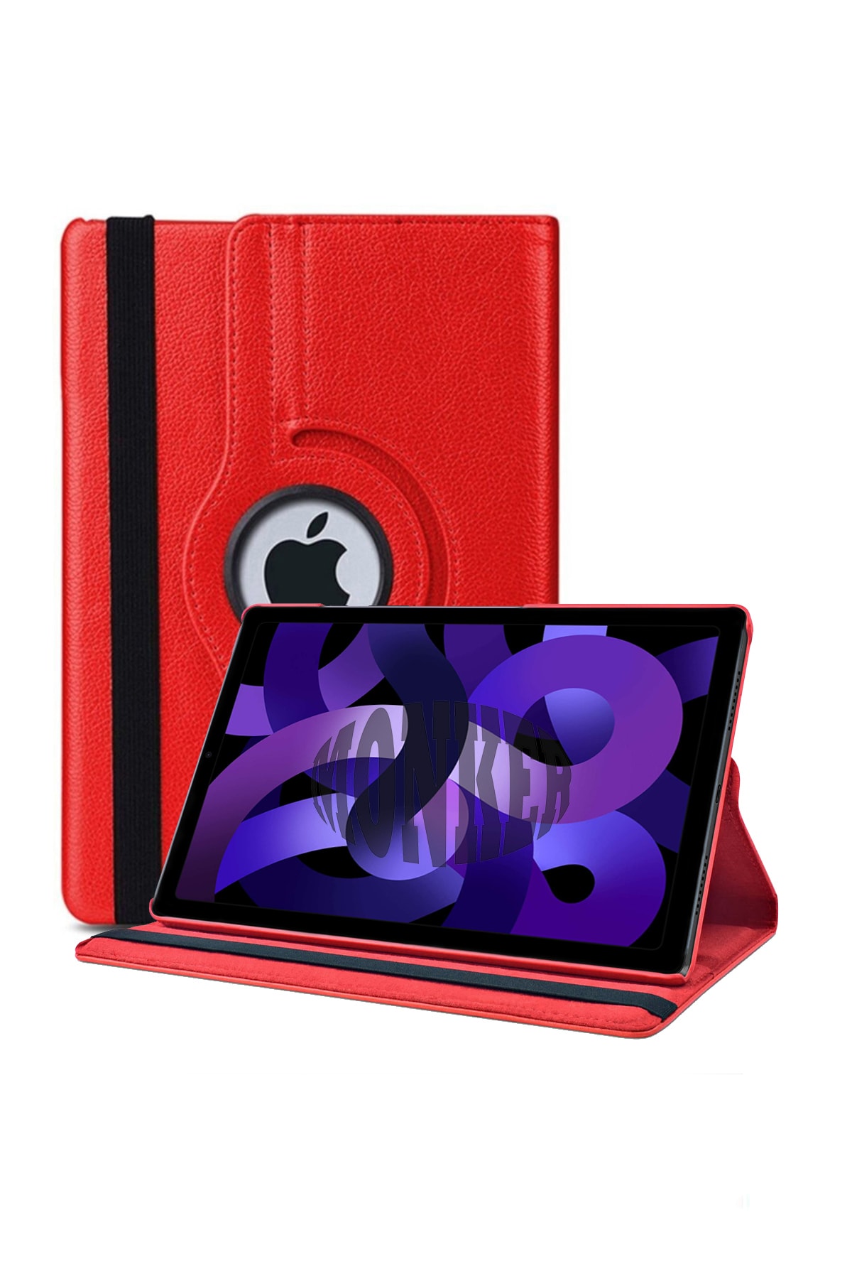 Ipad Air 5 10.9 Inch 2022 Compatible Red Tablet Case Rotatable Stand Faux Leather