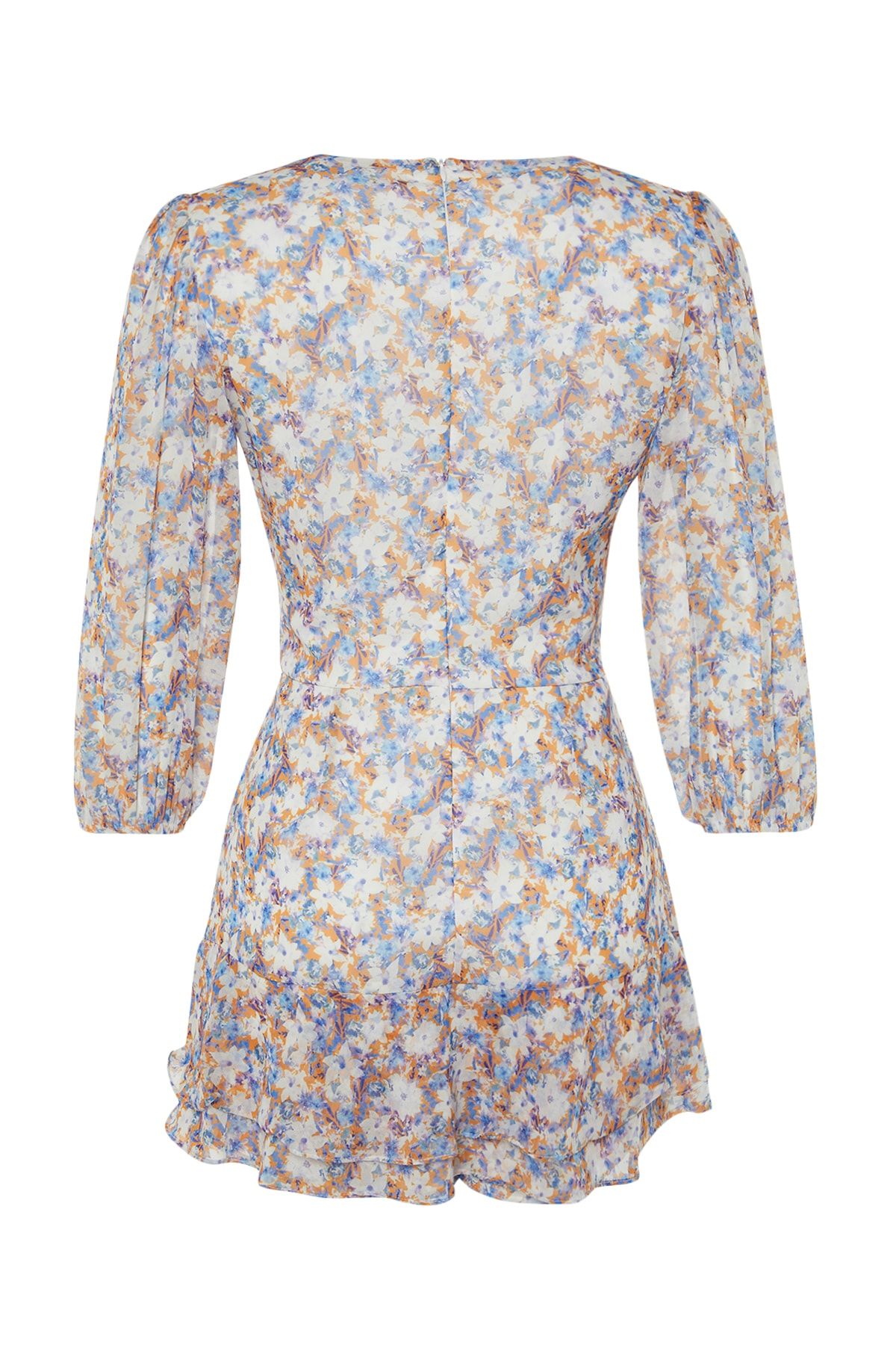 Trendyol Collection-Mehrfarbiger Jumpsuit aus gewebtem Chiffon mit Blumenmuster, Cut-Outs und Mini-Futter TWOSS23TU00113 8
