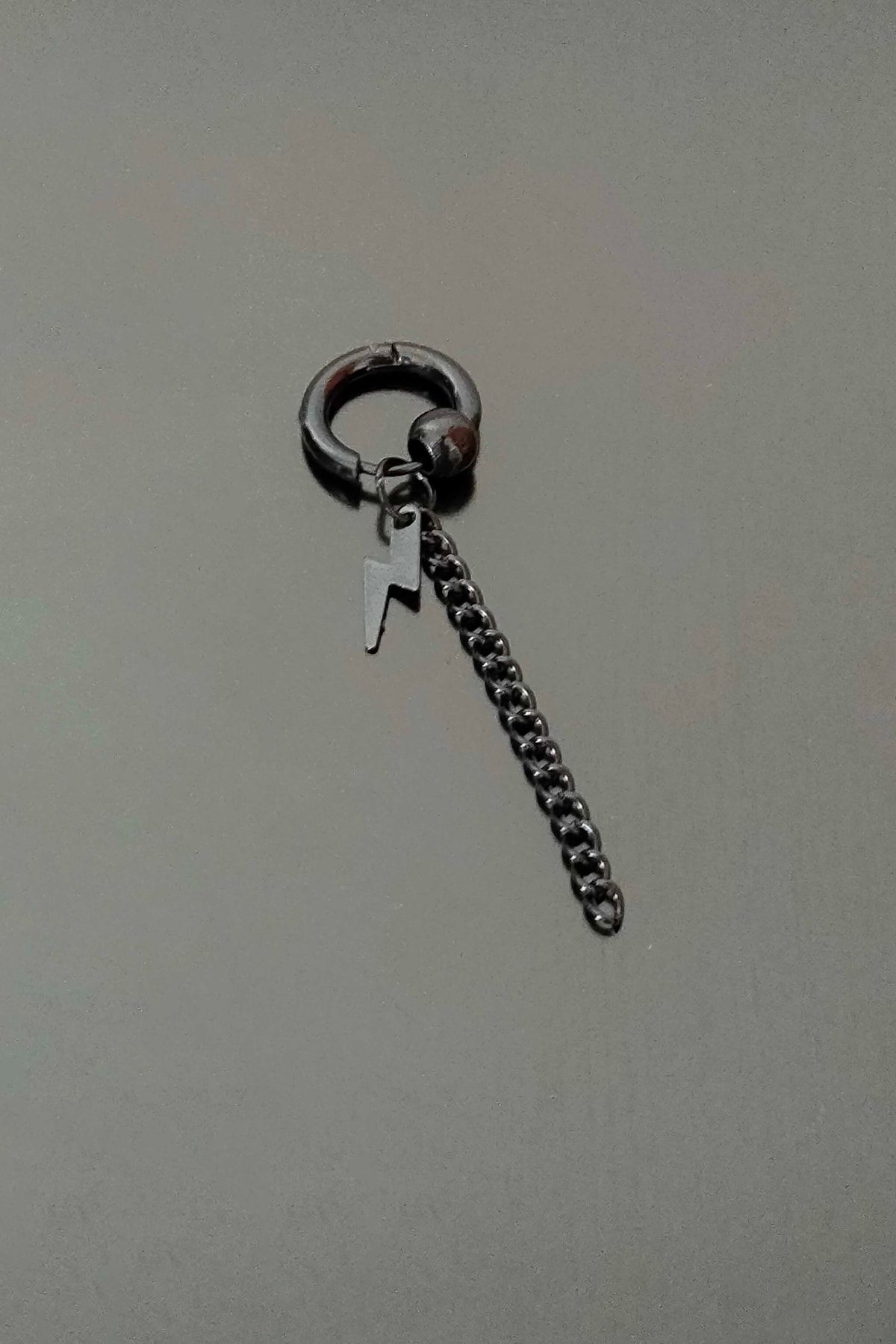 TREND COLLECTİON-Black Lightning Shaped Dangle Unisex Steel Earrings 3