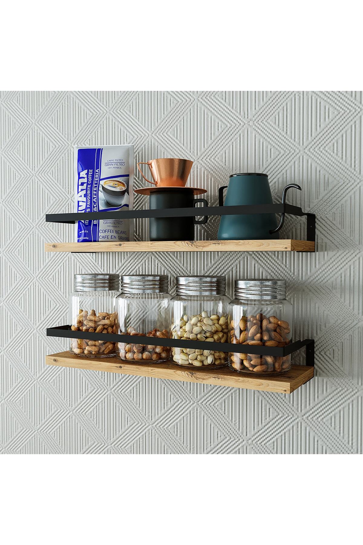 Metal Frame Spice Rack Multipurpose Bathroom And Kitchen Wall Shelf Atlantik Pine