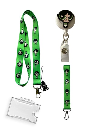 StormiStoretr Yeşil Kız 4 Lü Set Boyun Ipi Anahtarlık Yoyo Yaka Kartlığı