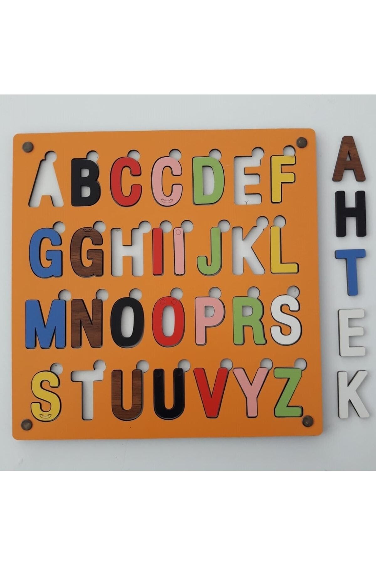 Ahtek-Wooden Find Plug Educational 3d Toy Letters Bultak Jigsaw Puzzle Orange 2