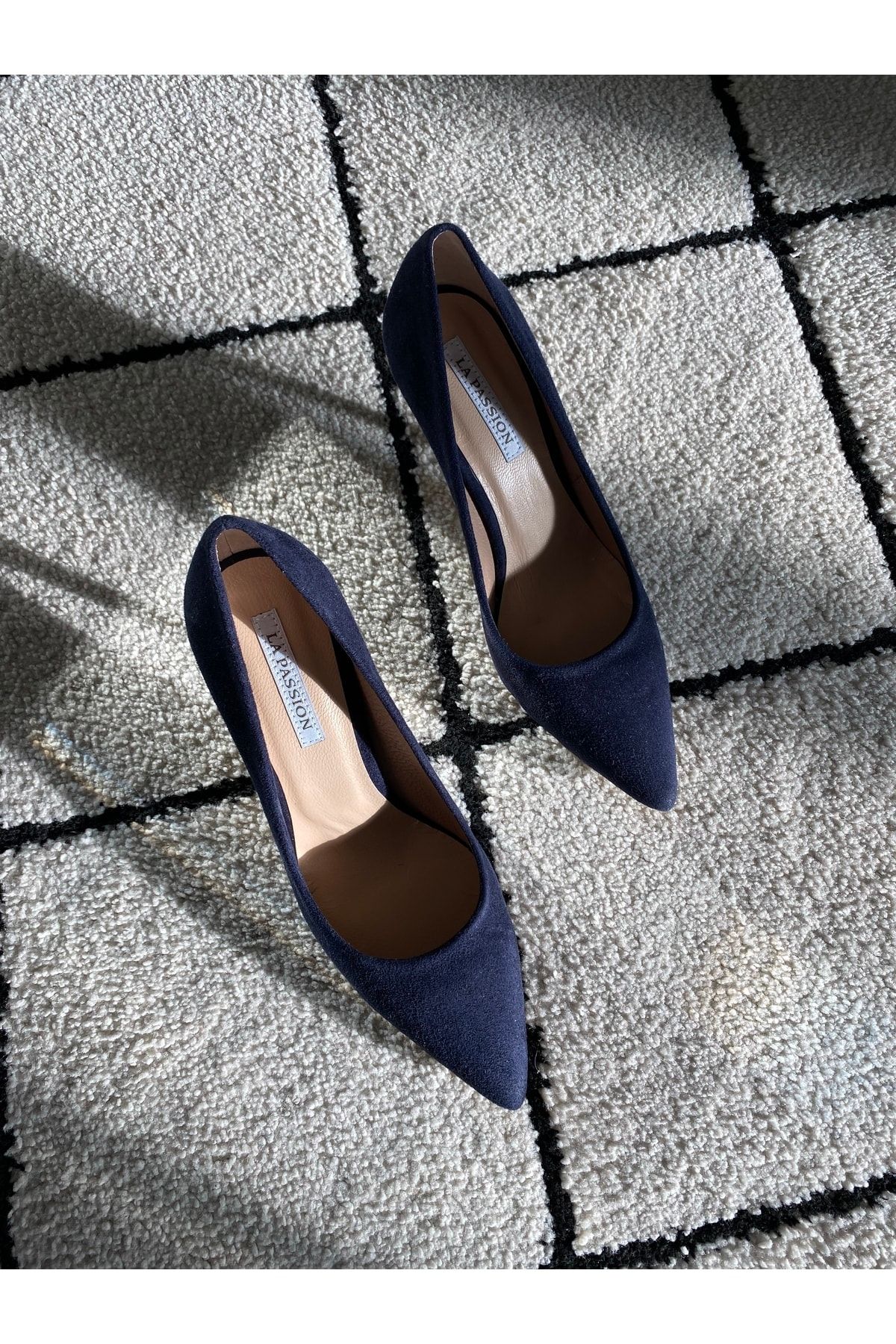 LA PASSION-Stiletto din piele intoarsa albastru bleumarin 3