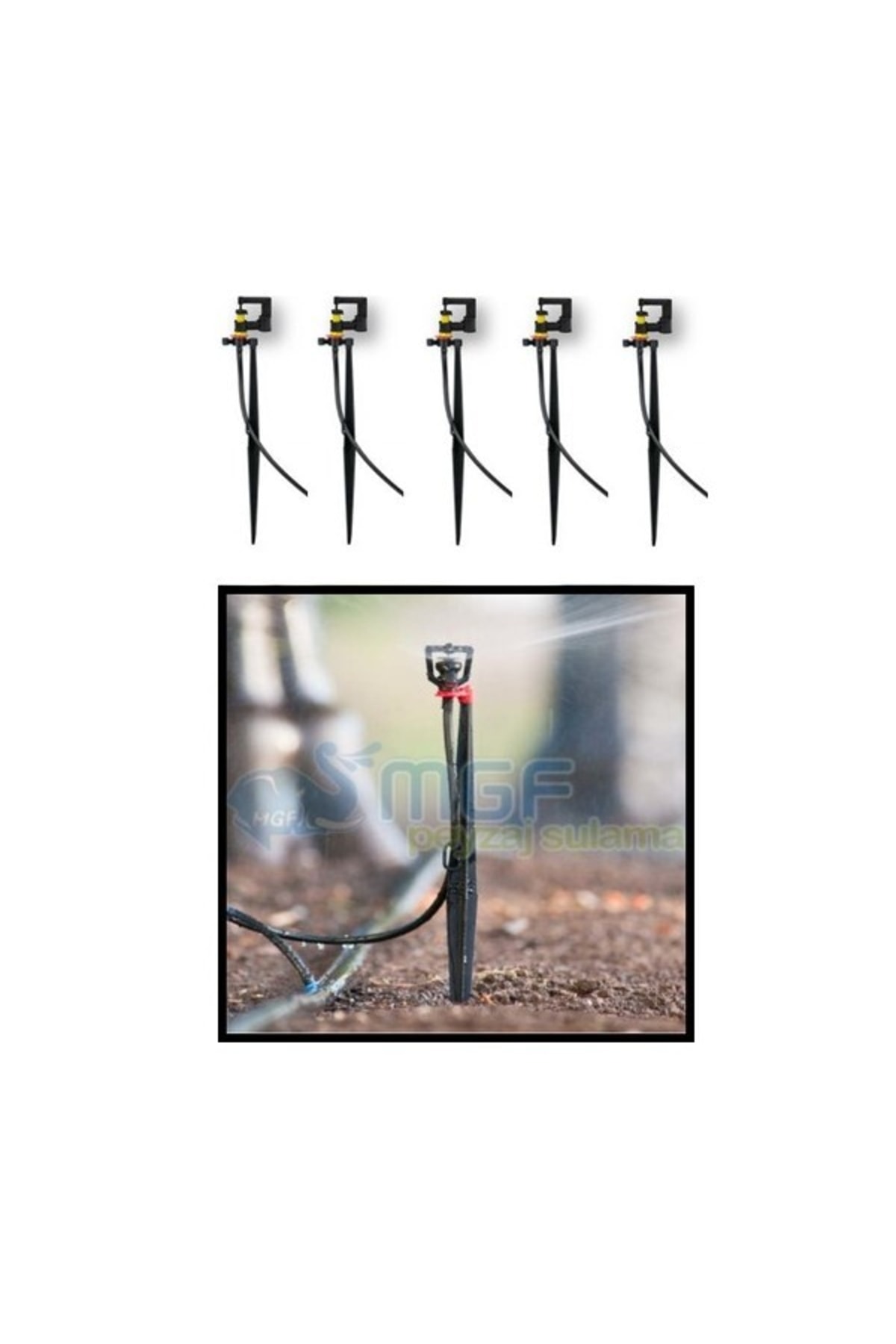 Agro Drip 120lt Kırmızı (8mt Çap) Kazıklı Mini Sprink Yağmurlama Fiskiye Sulama Takımı X 5 Adet