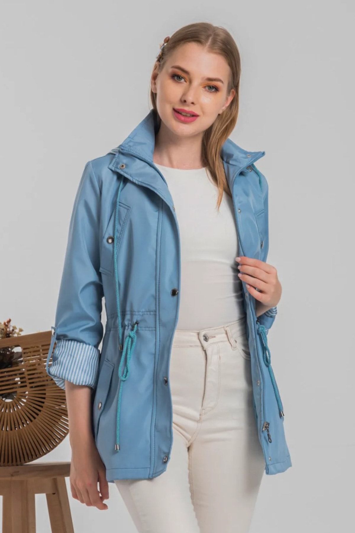 Light blue sales short jacket