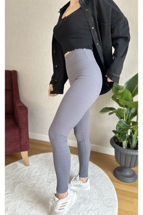 Sevdim Butik Fitilli Tayt Içi Şardonlu Füme Gri