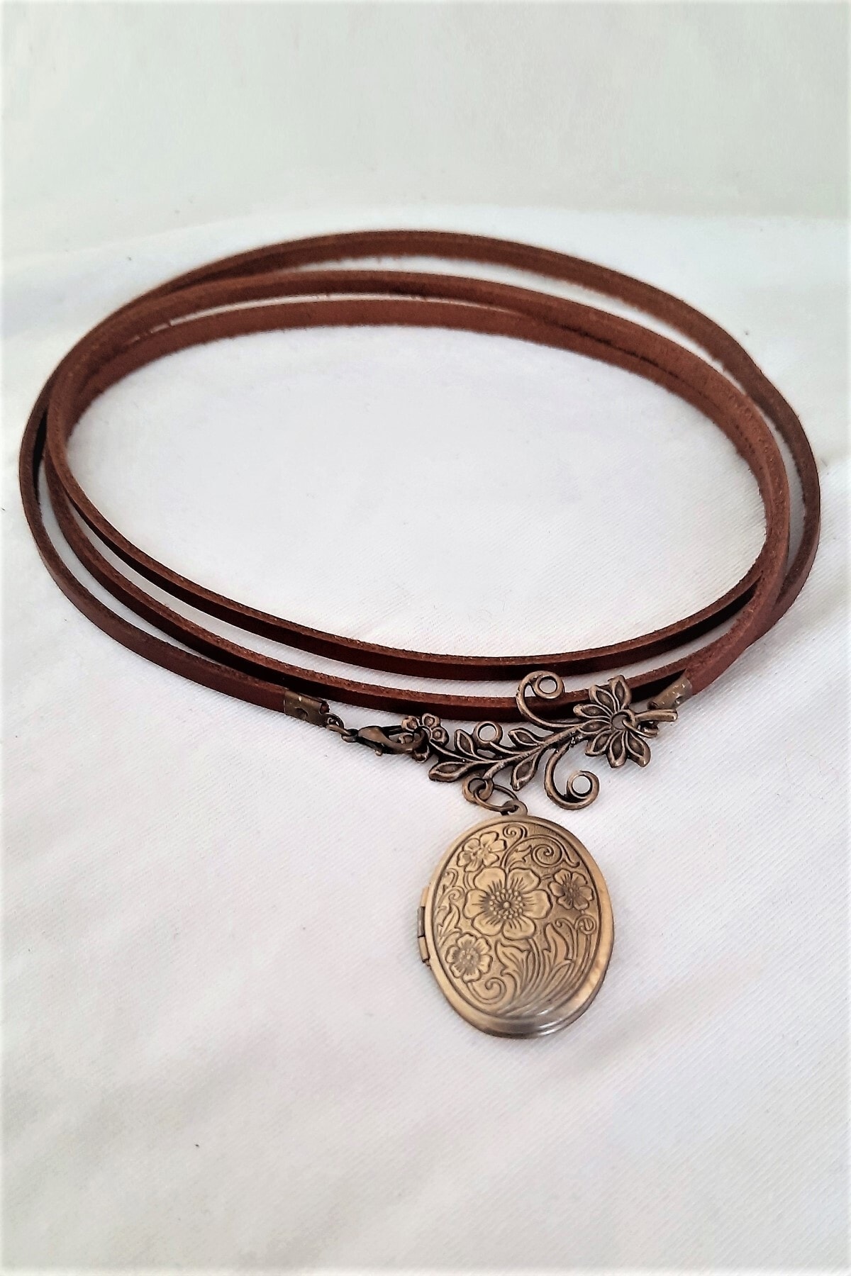 Kahverengi Gercek Deri Choker Kolye 5