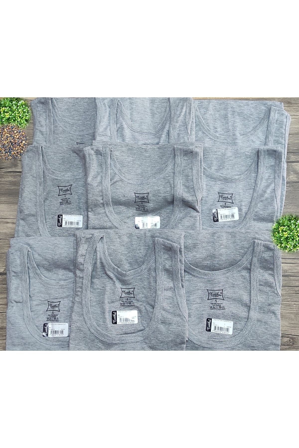 Tutku-Men's Undershirt 9 Pack Ribbon Gray Color Available in Single Color 7