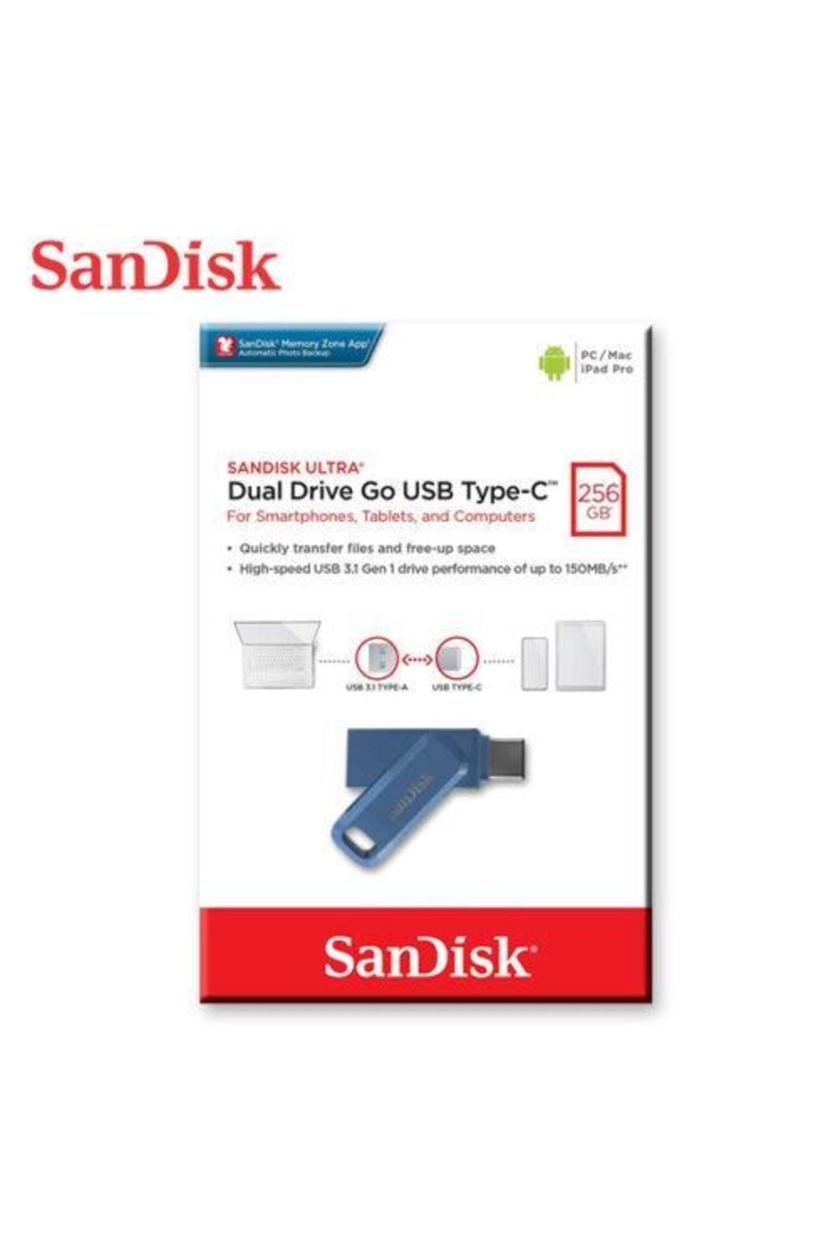 SanDisk-محرك أقراص مزدوج للغاية بسعة 256 جيجابايت - ذاكرة فلاش USB TypeC SDDDC3-256G-G46NB 3