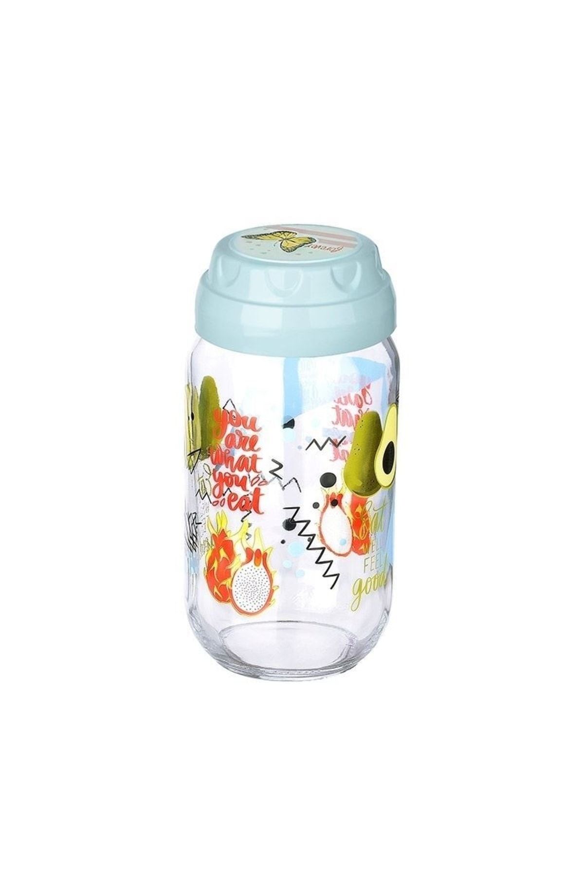 Genel Markalar Vintage Dekoratif Desenli Cam Kavanoz 1000 Ml - 33,8 Oz - Avokado
