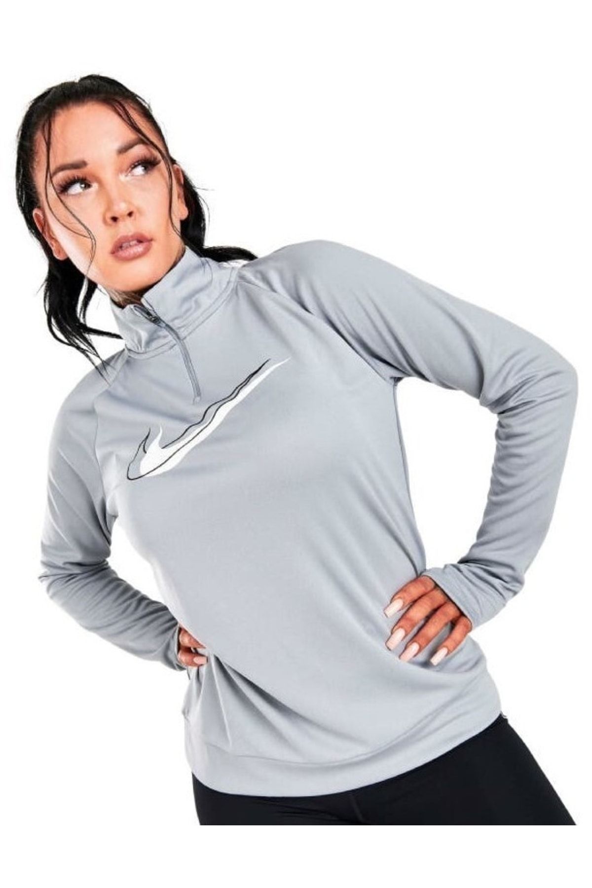 Nike half zip top women's grey 2025