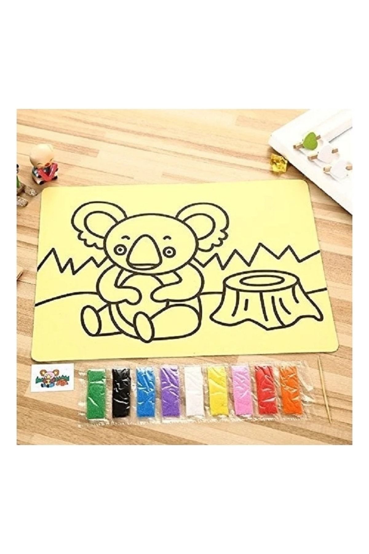 W-desing 5 Adet Büyük Boy Kaliteli Kum Boyama Seti, A4 Boyutunda Renkli Kumlu Set - 2