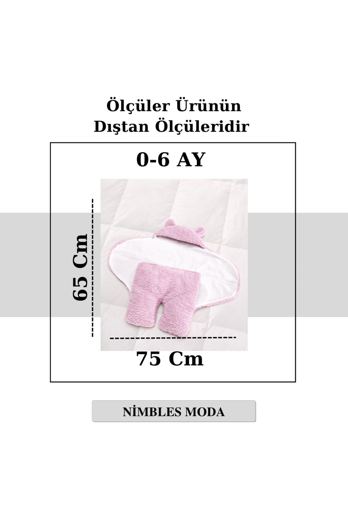 NİMBLES MODA 0-6 Ay Bebek Dış Kundak Uyku Tulumu Kuzu Tüyü  Lila fotoğrafı 4 (önizleme)