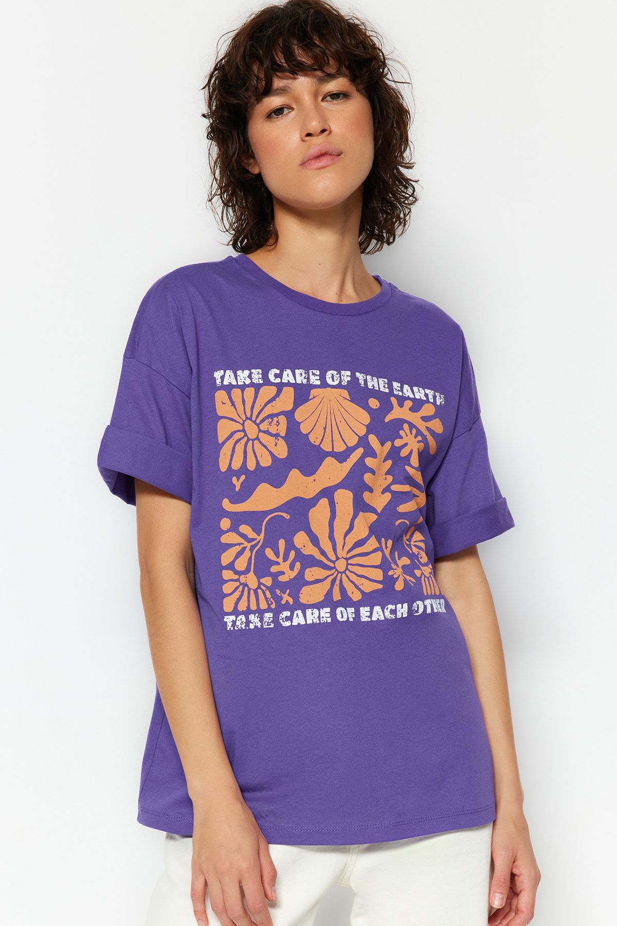 Trendyol Collection T-Shirt Lila Relaxed Fit