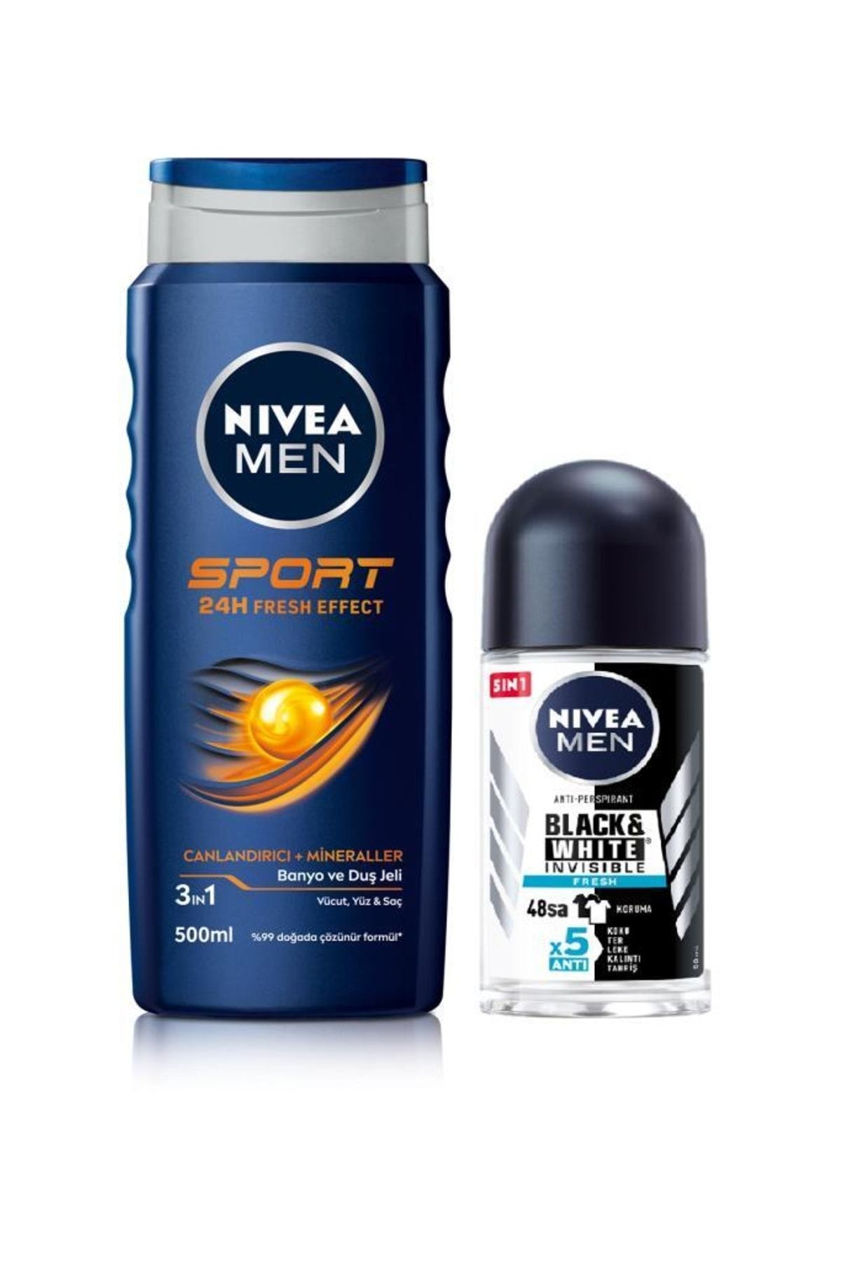 NIVEA ژل حمام ورزشی مردانه 500 میلی لیتر + ضد تعریق مردانه نیویا 50 میلی لیتر