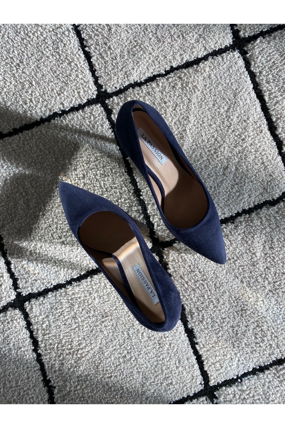 LA PASSION-Stiletto din piele intoarsa albastru bleumarin 2