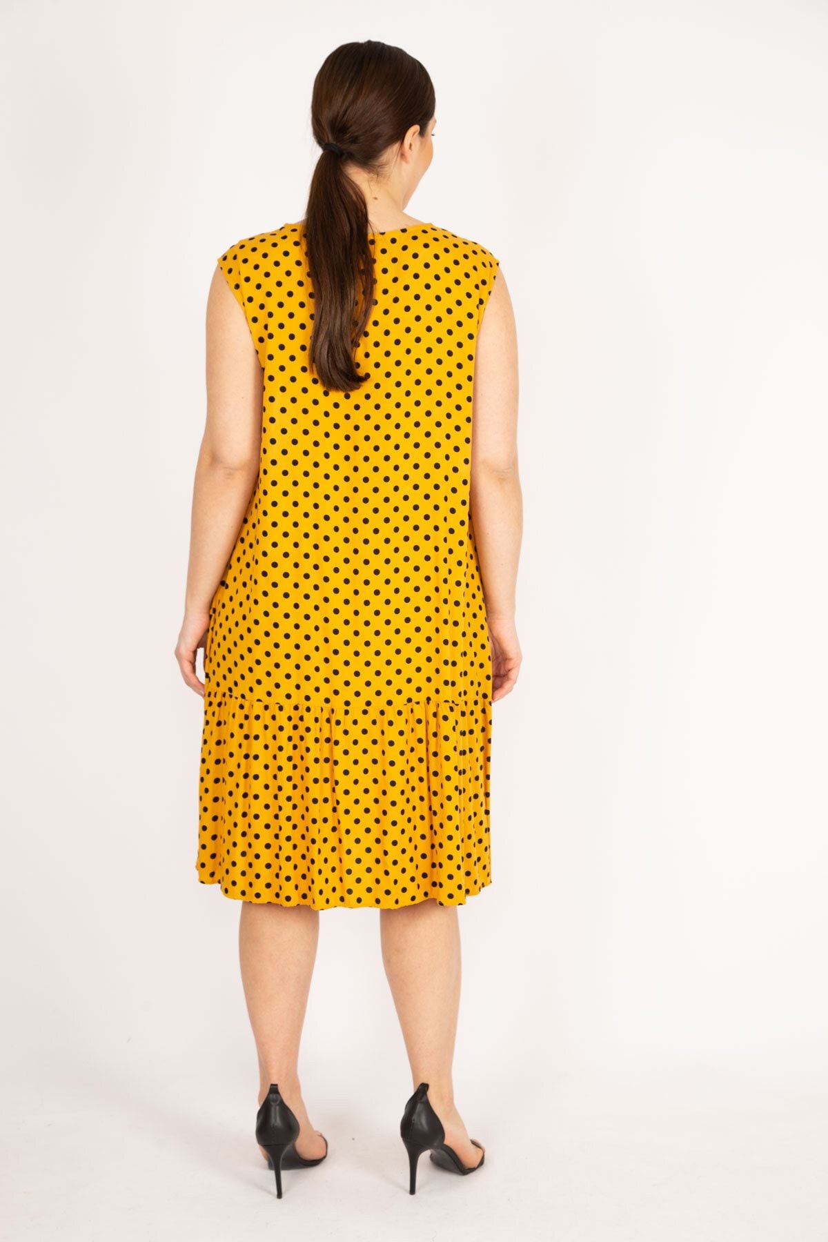 ans Women s Yellow Plus Size Polka Dot Patterned Woven Viscose