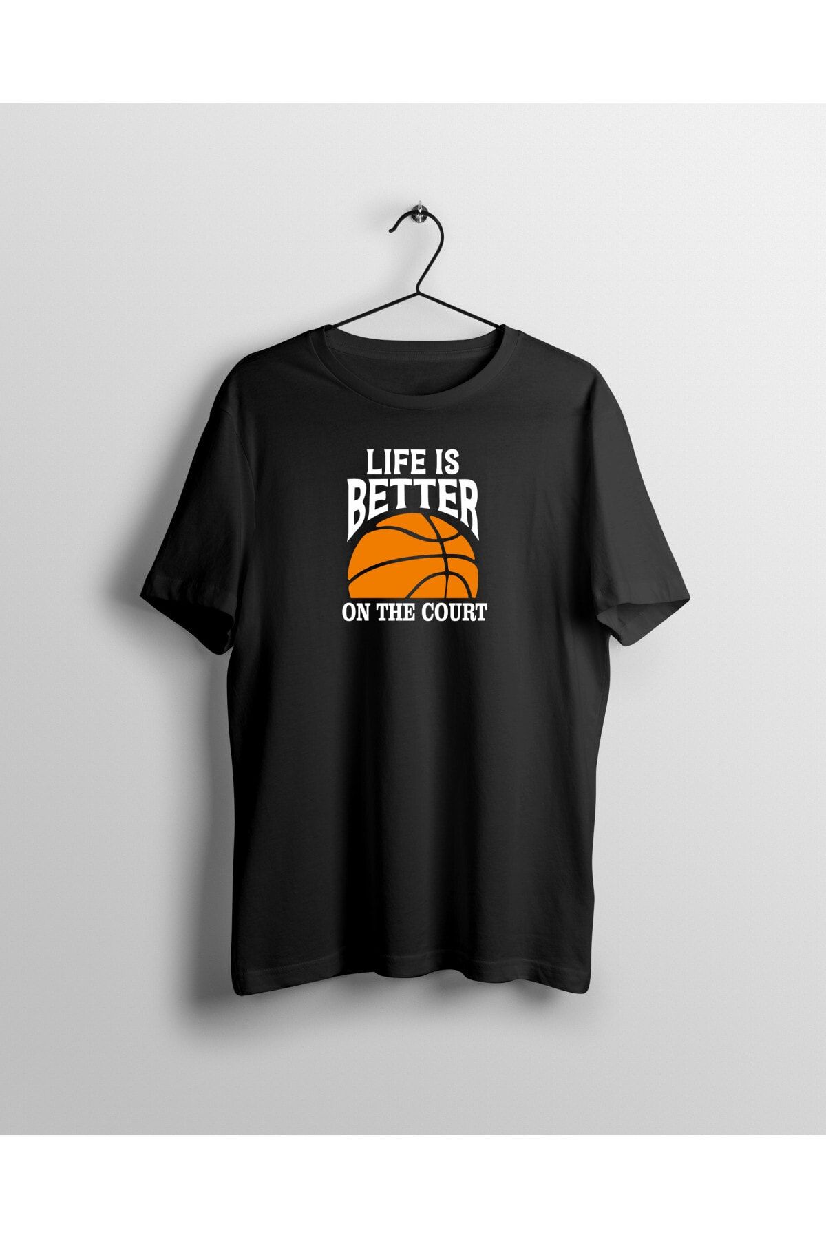 YEACHY-Unisex Black Basketball Printed T-shirt 1