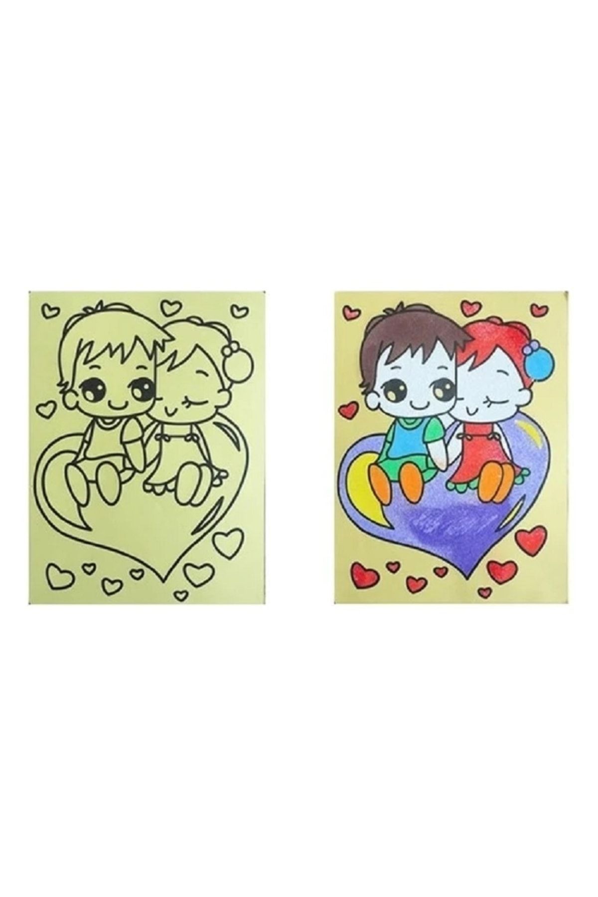W-desing 5 Adet Büyük Boy Kaliteli Kum Boyama Seti, A4 Boyutunda Renkli Kumlu Set - 3